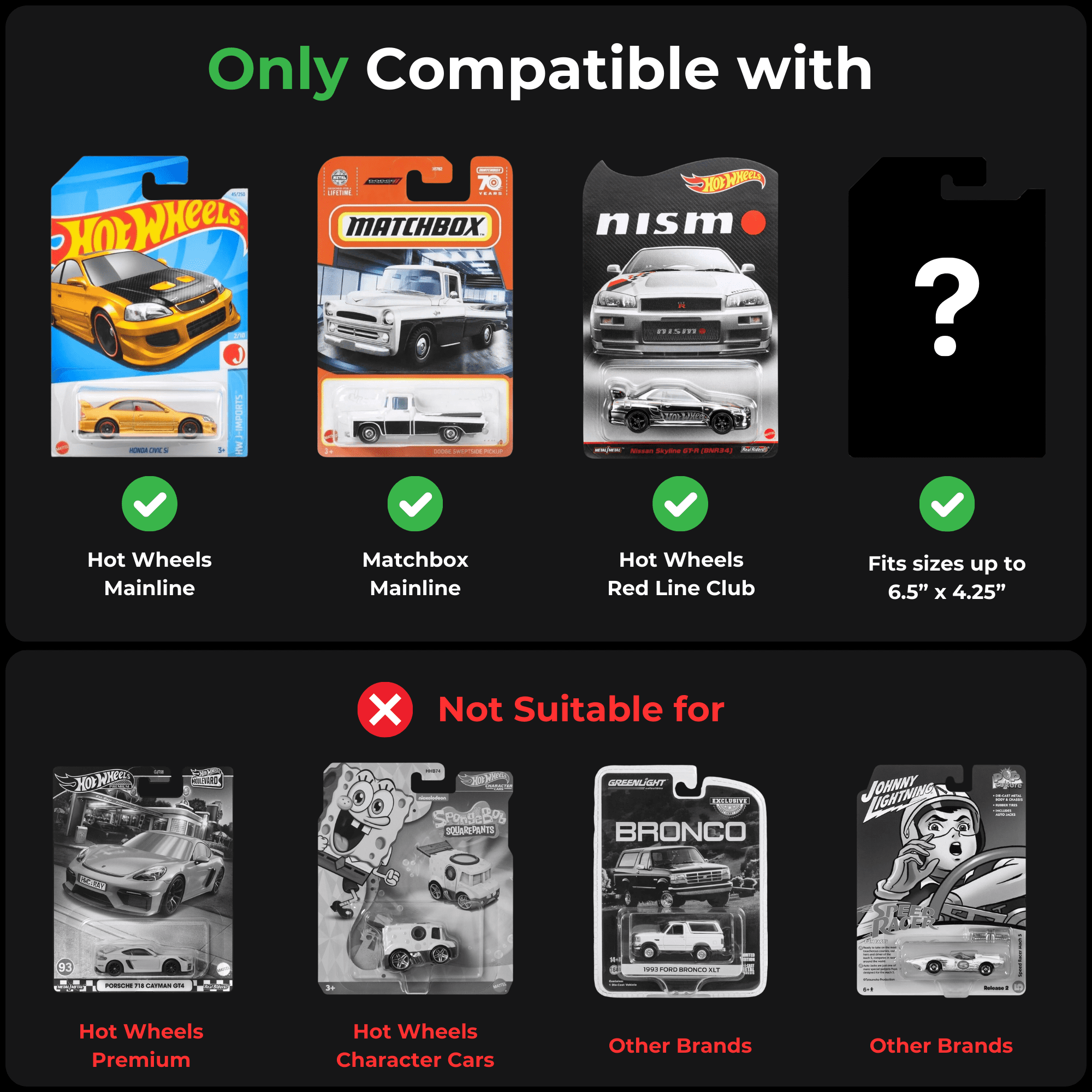 OneTheKing Diecast Car Protector Case for Hot Wheels & Matchbox Mainline (Clear, 25-Pack) 3c1x3