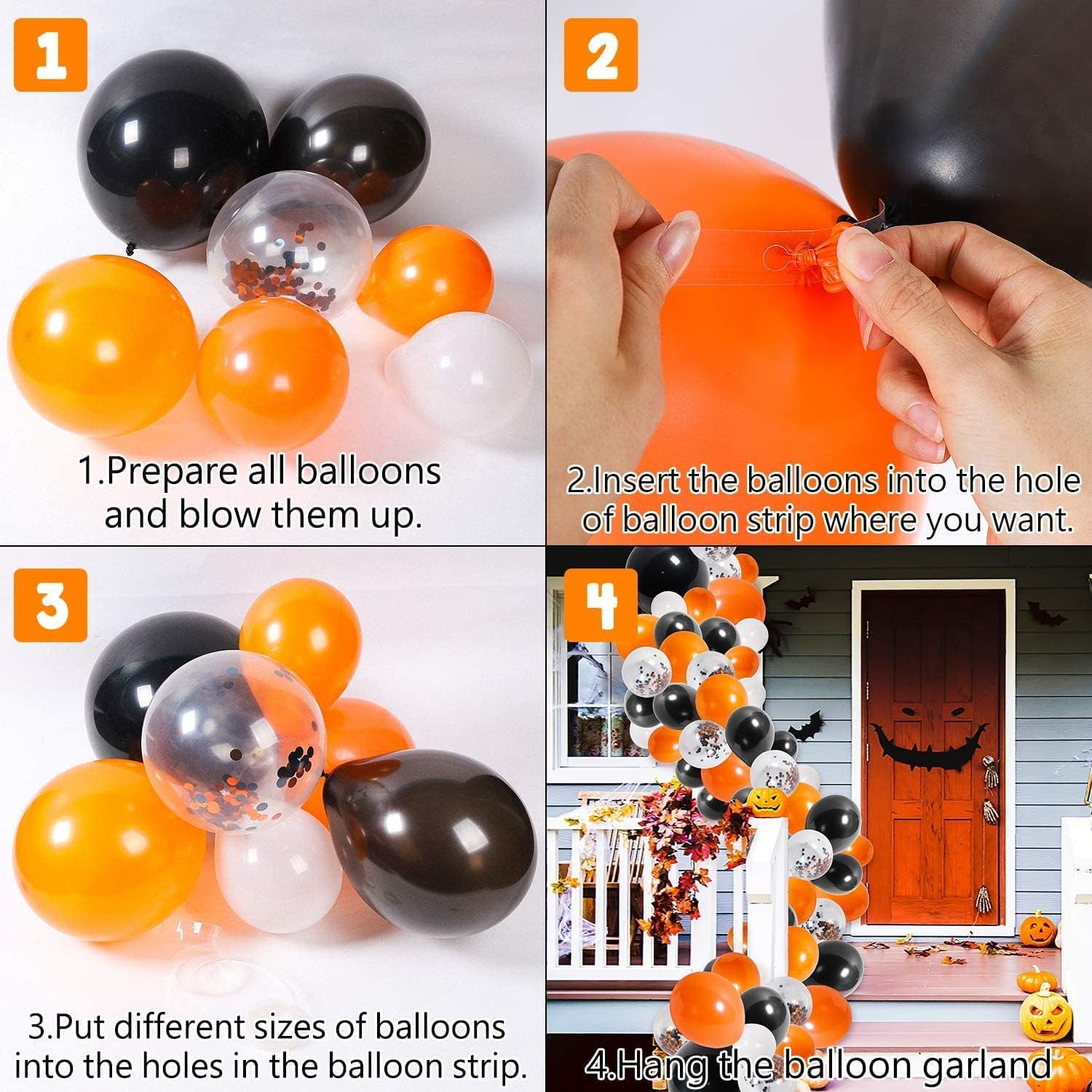 XIHAMA Halloween Balloon Garland Arch Kit, Spooky Party Decorations with Spider Foil Balloons (Black and Orange, 88-Piece Set) qbxt3