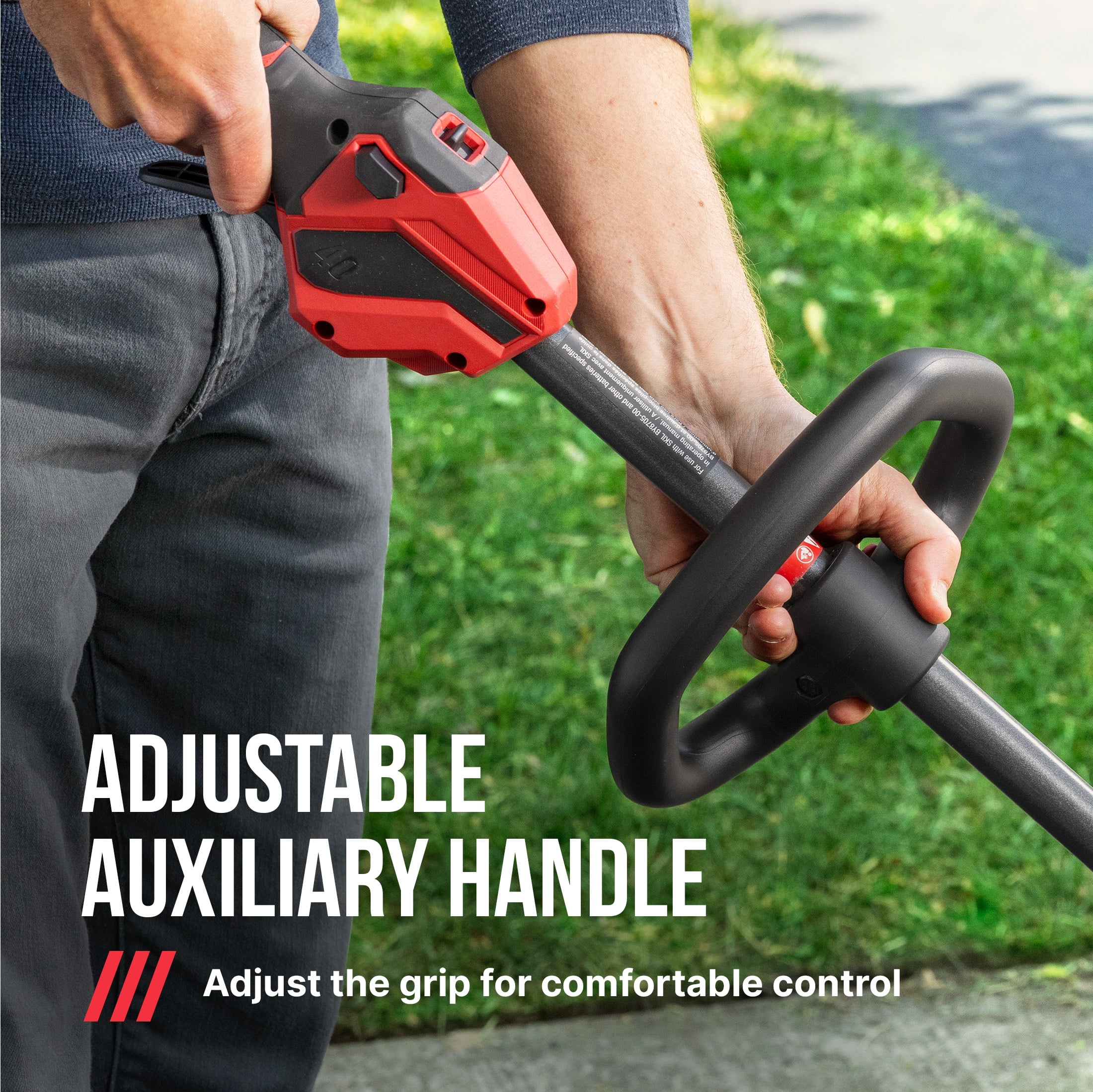 SKIL PWR CORE 40V Brushless 15-Inch String Trimmer Kit with 2.0Ah Battery and 60W Charger (Red, 15 in) adjg5