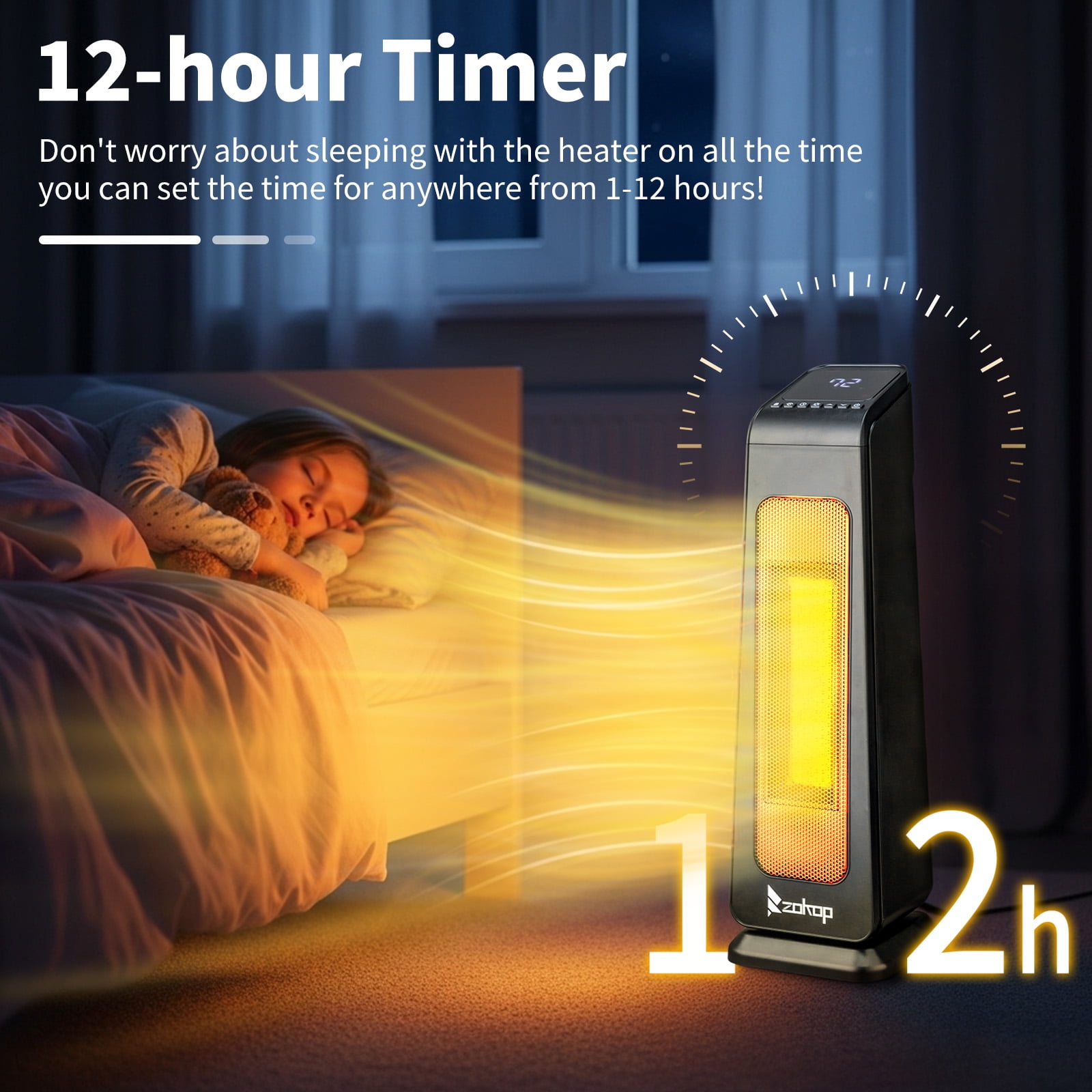 Ktaxon 23 in Portable Electric Space Heater with Remote Control and 70 Degree Oscillation (Black) 8rclh