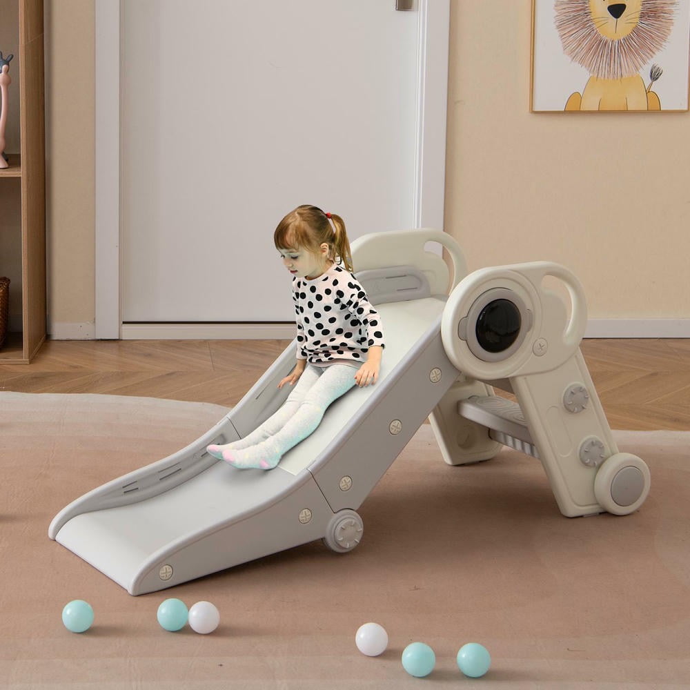 Barara King 2-in-1 Toddler Slide and Climber Playset (Gray, 48 in x 24 in x 30 in) j634i