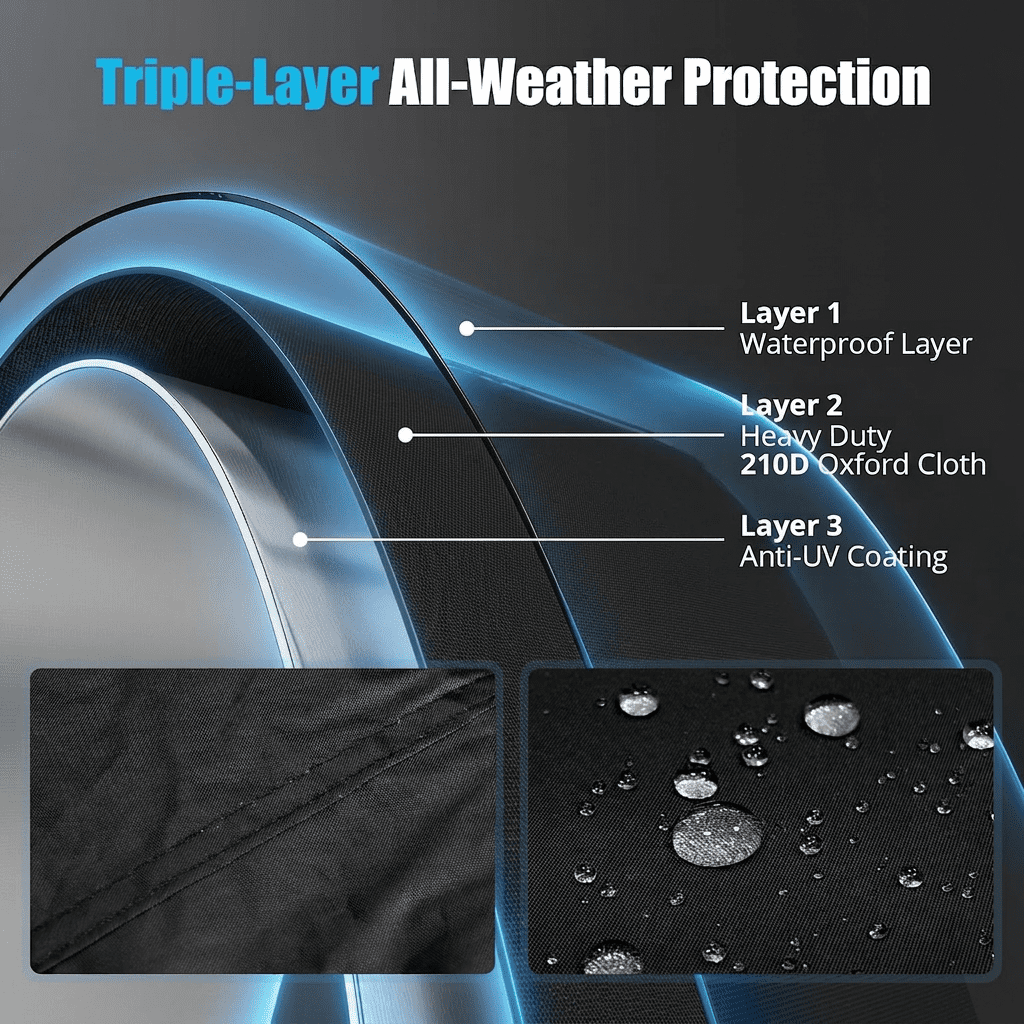 Vunjar Motorcycle Cover, Waterproof All-Season Outdoor Protection with Lock-Holes (Silver, 96 in) gw610