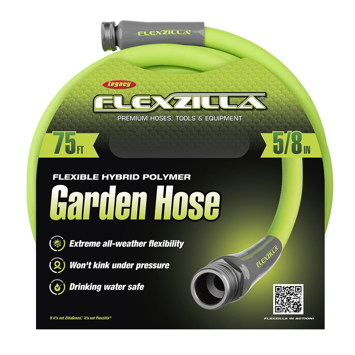 Flexzilla Garden Hose, Heavy-Duty All-Weather Flexible Water Hose (Green, 5/8 in x 75 ft) j87xr