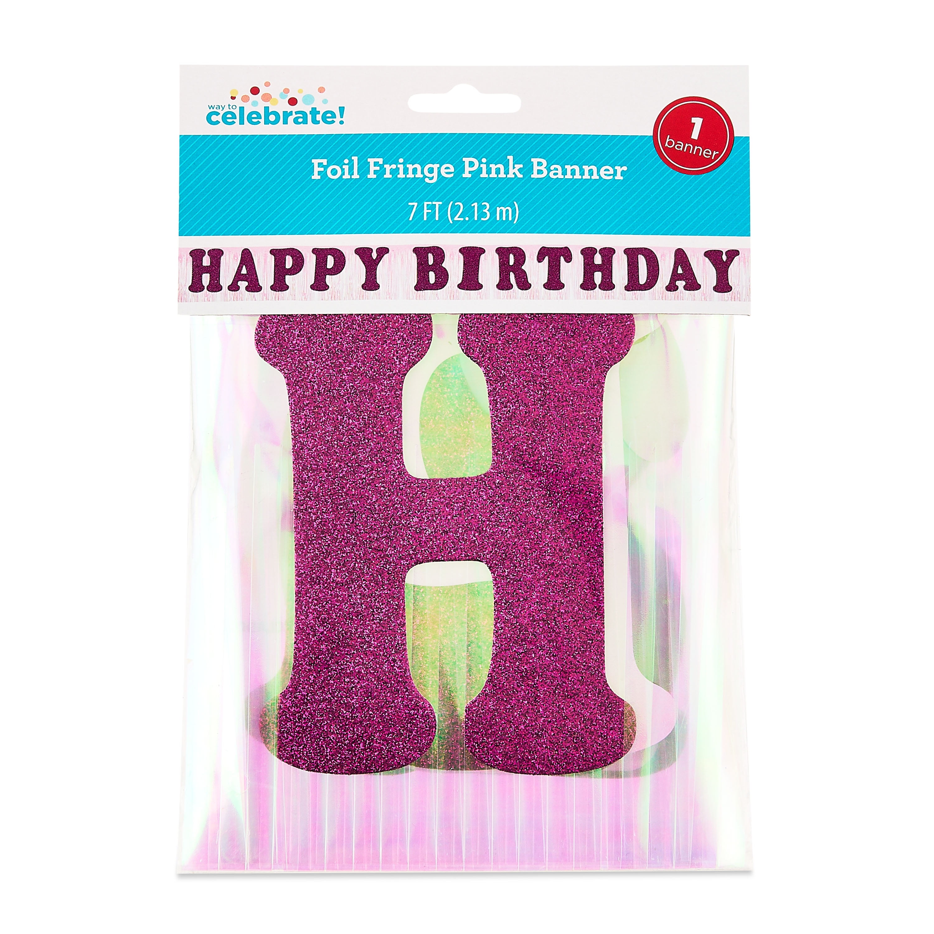 Way To Celebrate Happy Birthday Foil Fringe Party Banner (Pink, 7 ft) dmmfe