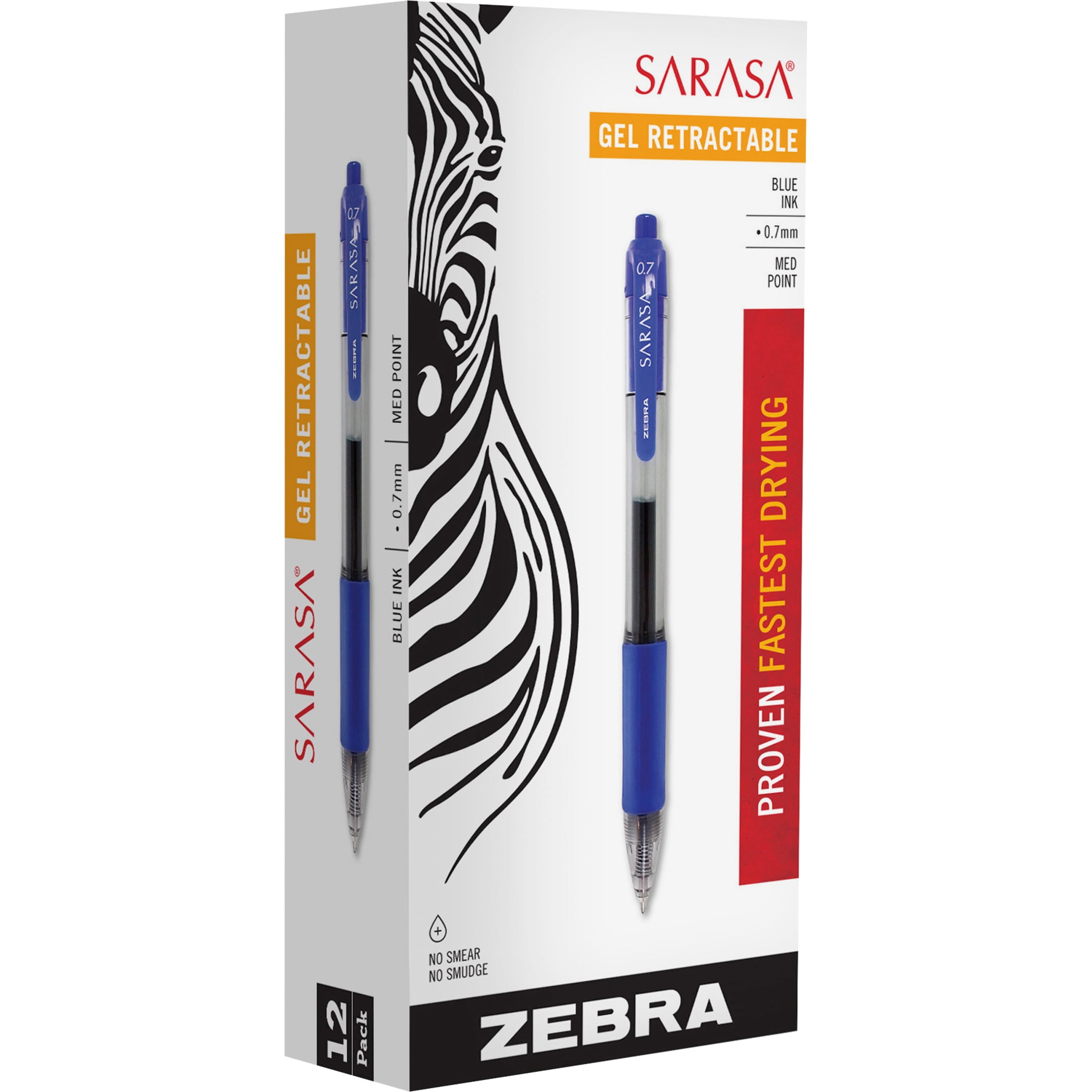 Zebra Sarasa Dry X20 Retractable Gel Ink Pen, Rapid Dry Ink, Medium Point (Blue, 12-Count) sz2x3