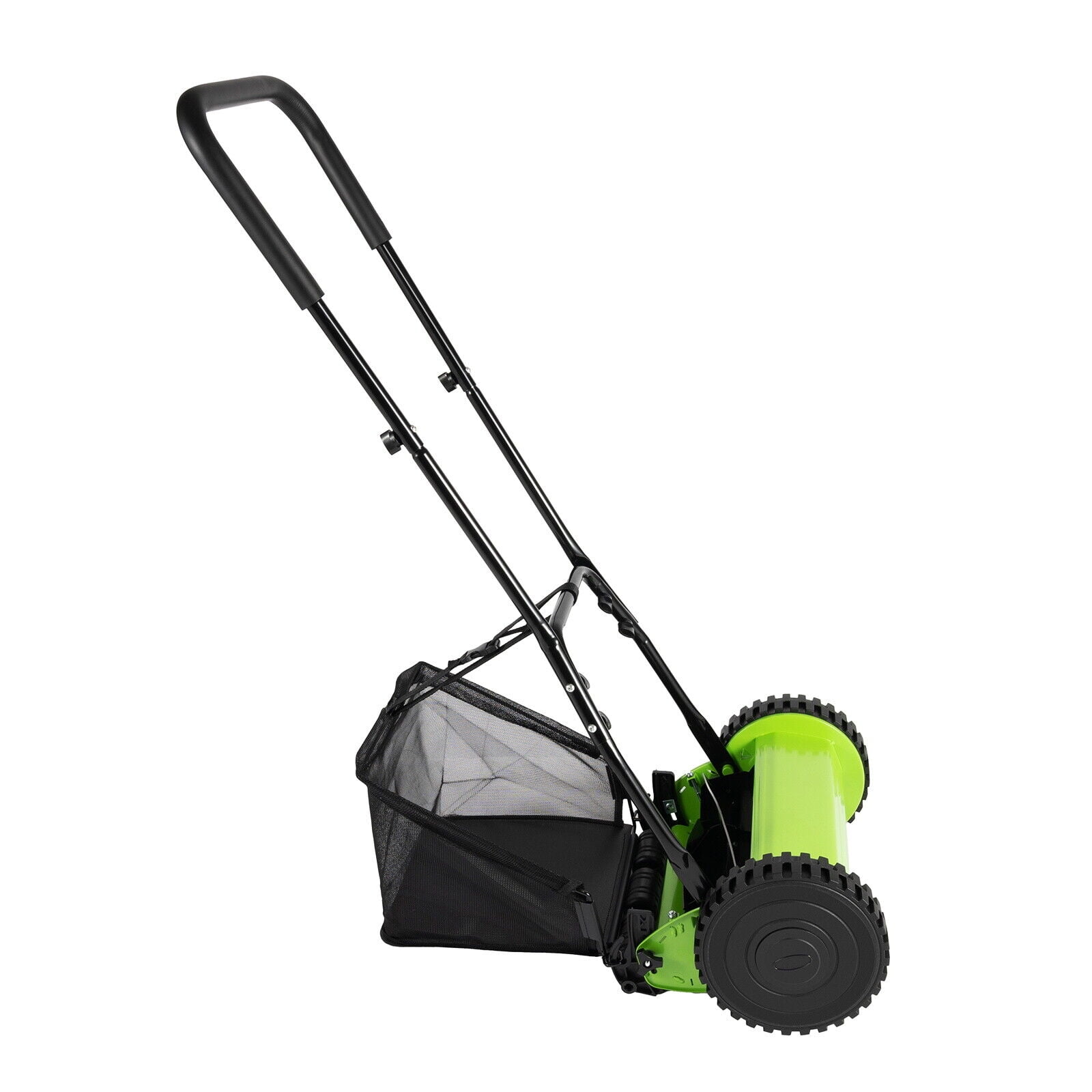 Generic Hand Push Reel Lawn Mower with Grass Catcher and Adjustable Cutting Height (Green, 12 in) alwo9
