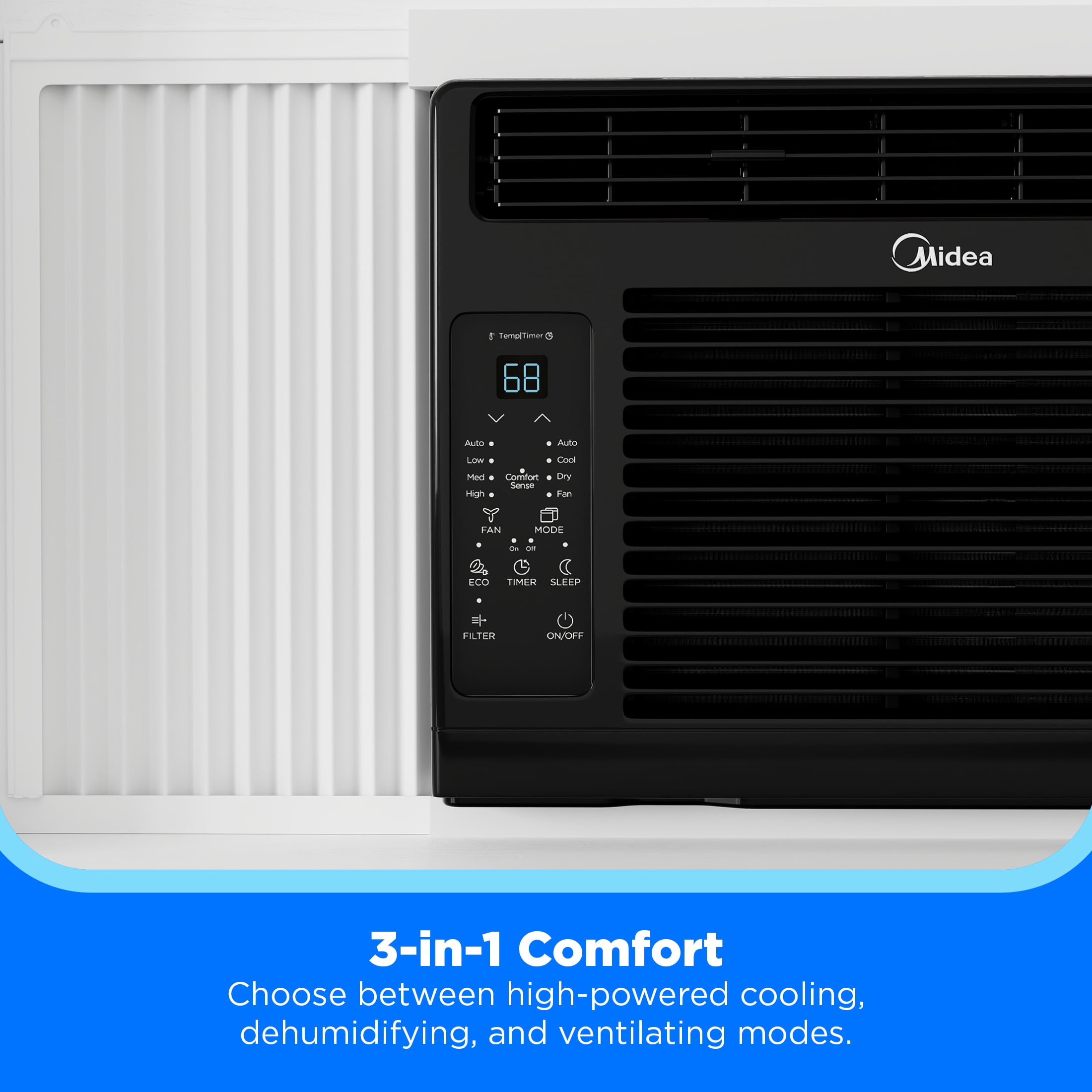 Midea 6,000 BTU Window Air Conditioner with Comfort Sense Remote (Black, 2 Pack) 25zid