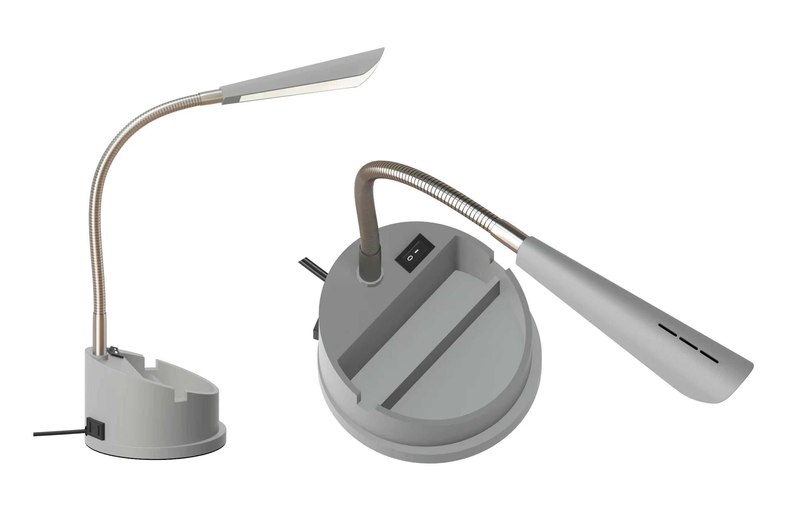 Mainstays LED Gooseneck Desk Lamp with Integrated Power Outlet (Gray, 16.25 in) lw4ul