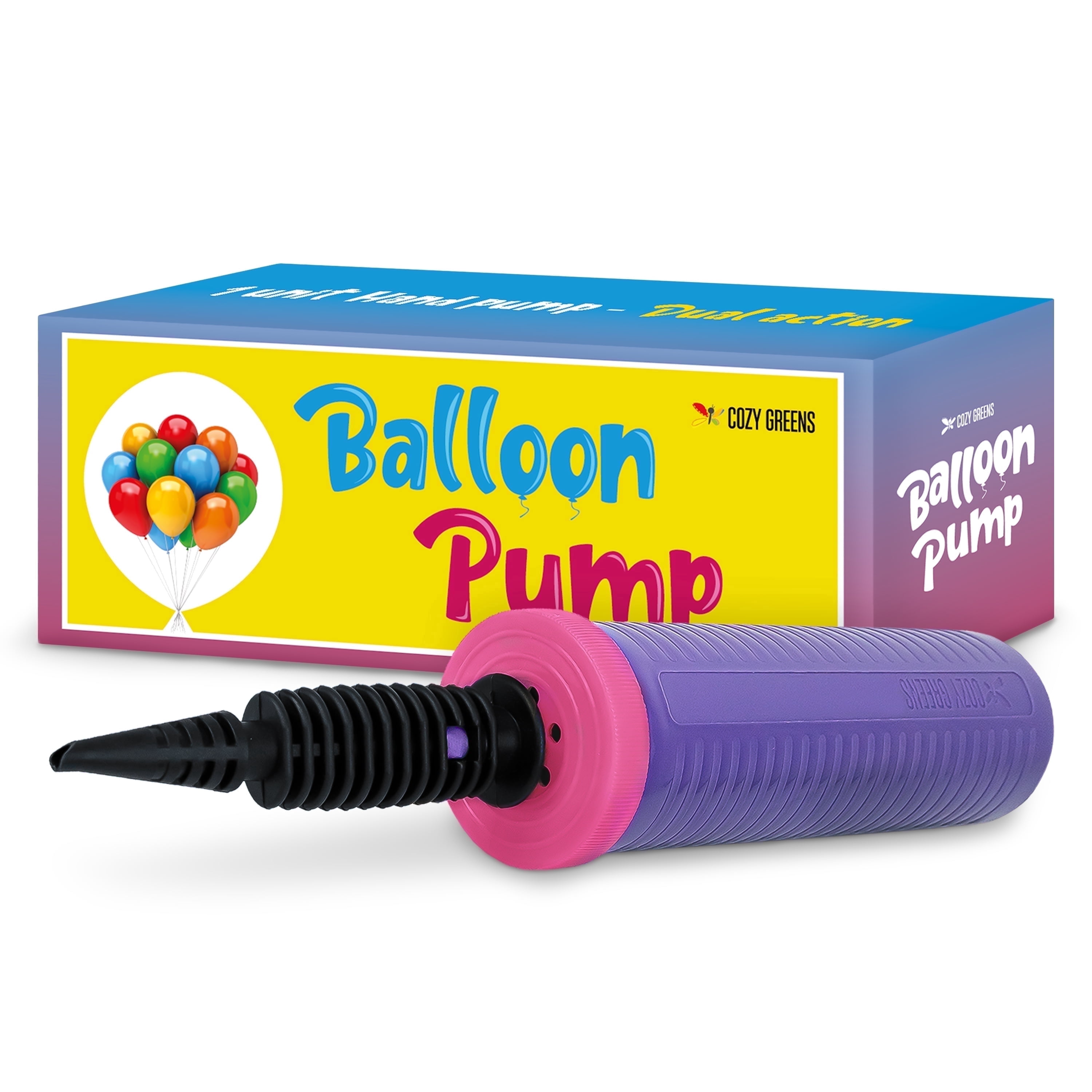 Cozy Greens Dual Action Balloon Pump Handheld Manual Inflator for Party Decorations (Pink, 1 Pack) yiupj