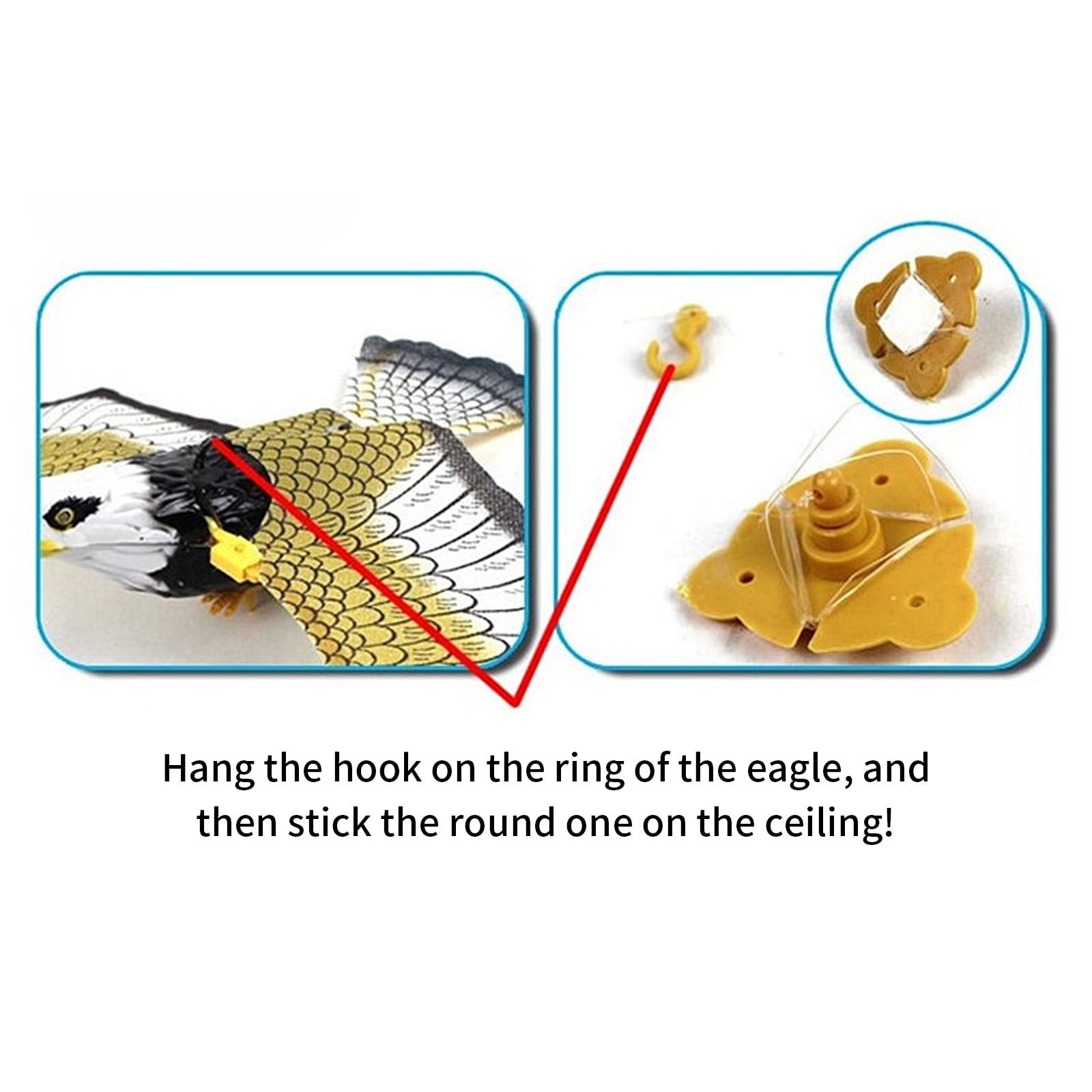 COFEST Electronic Simulation Flying Bird Cat Toy, Interactive Hanging Eagle with LED Light (Black) m91ig