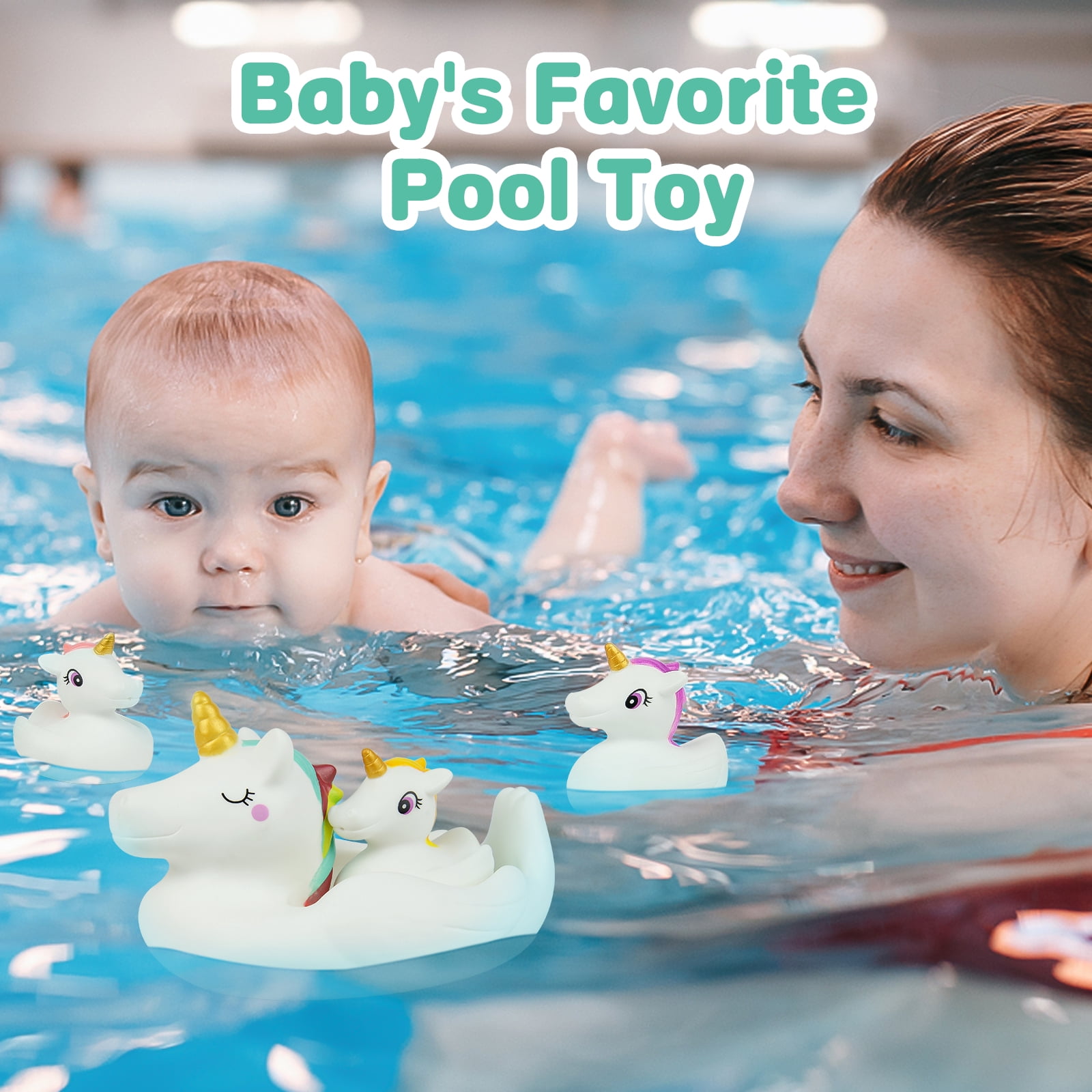 Timy Unicorn Bath Toy Set Floating Water Spray Toys for Toddlers (White, 4 Pcs) npju6
