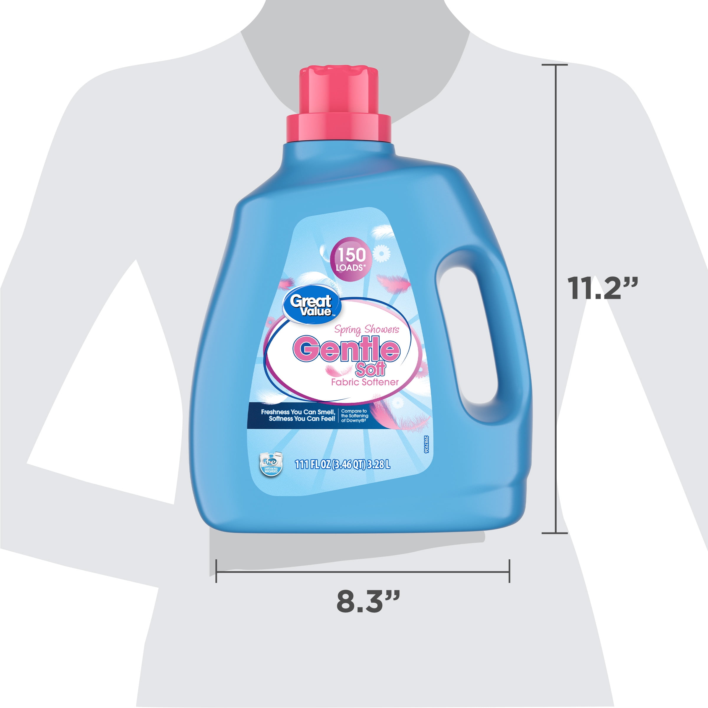 Great Value Fabric Softener, Spring Showers Scent, Wrinkle-Reducing Formula (111 fl oz) 9julg