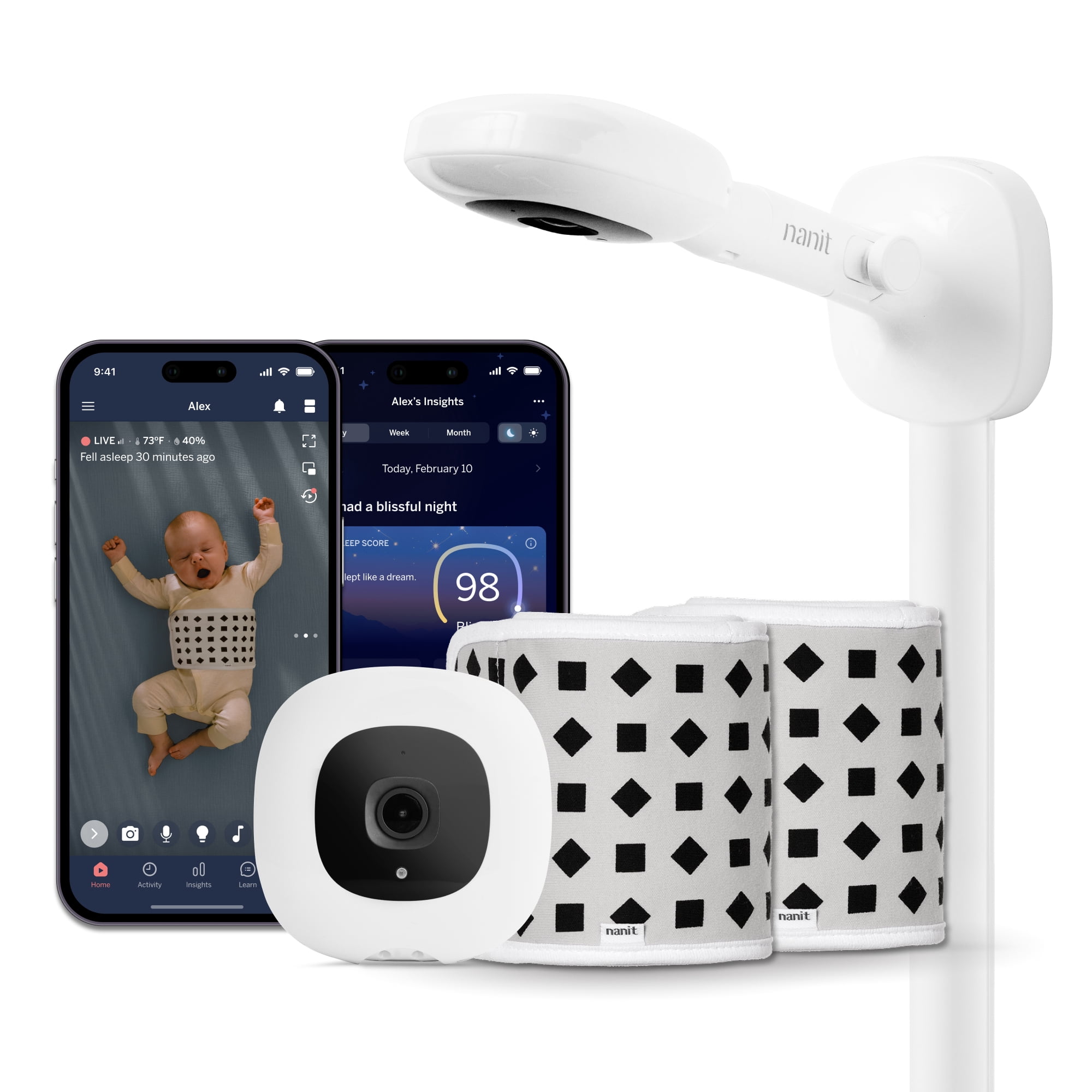 Nanit Pro Baby Monitor Bundle with Wall Mount (White, 1 Pack) stpqk