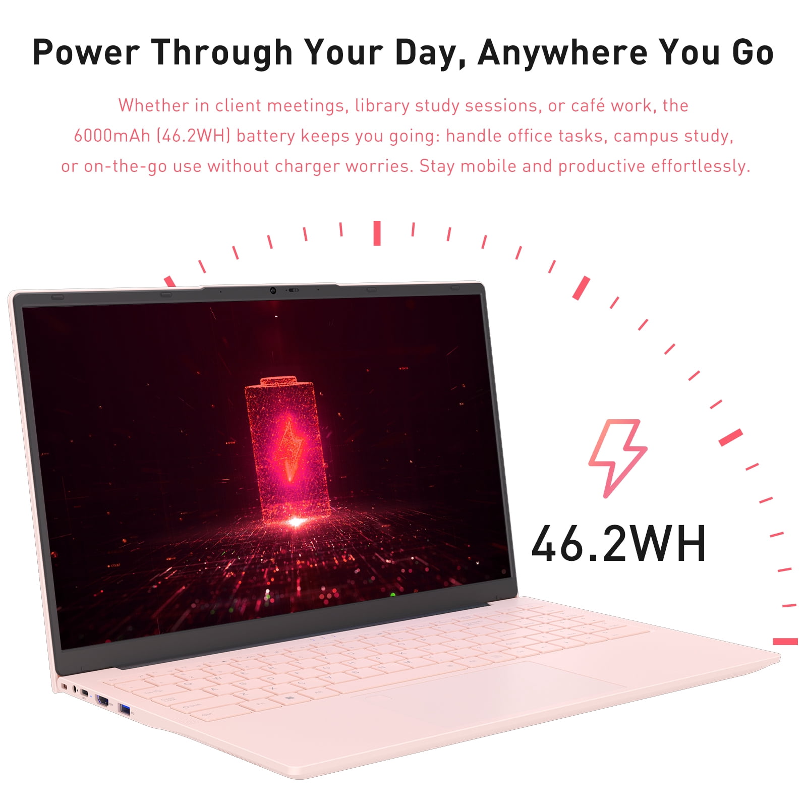 Pryloxen 15.6 in Laptop, Windows 11 Pro, 3050E Processor, 16GB RAM, 1TB SSD, Backlit Keyboard, Fingerprint Unlock (Pink) 4ctqy