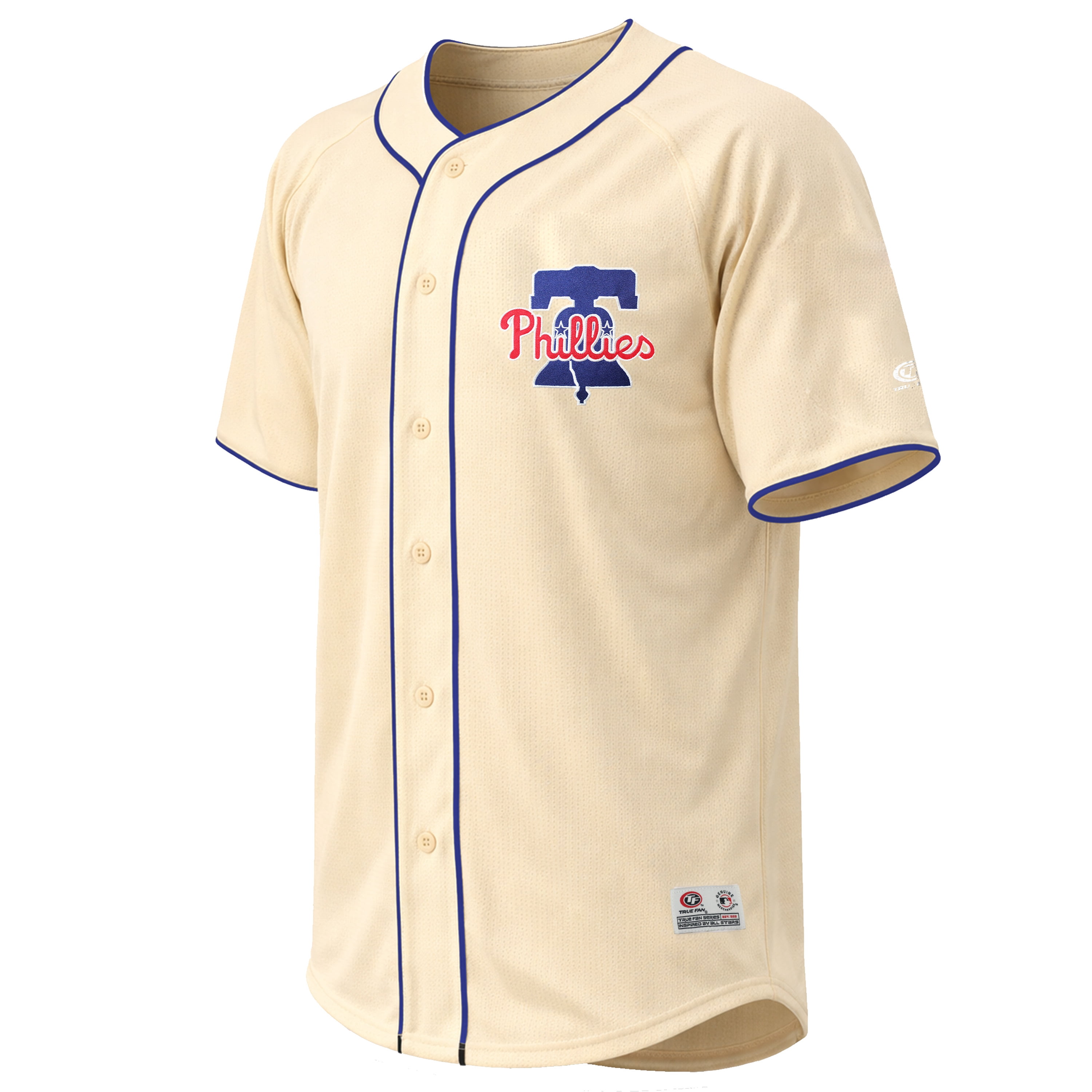 Philadelphia Phillies MLB Men's Full Button Jersey (Cream, Large) 0gf2p