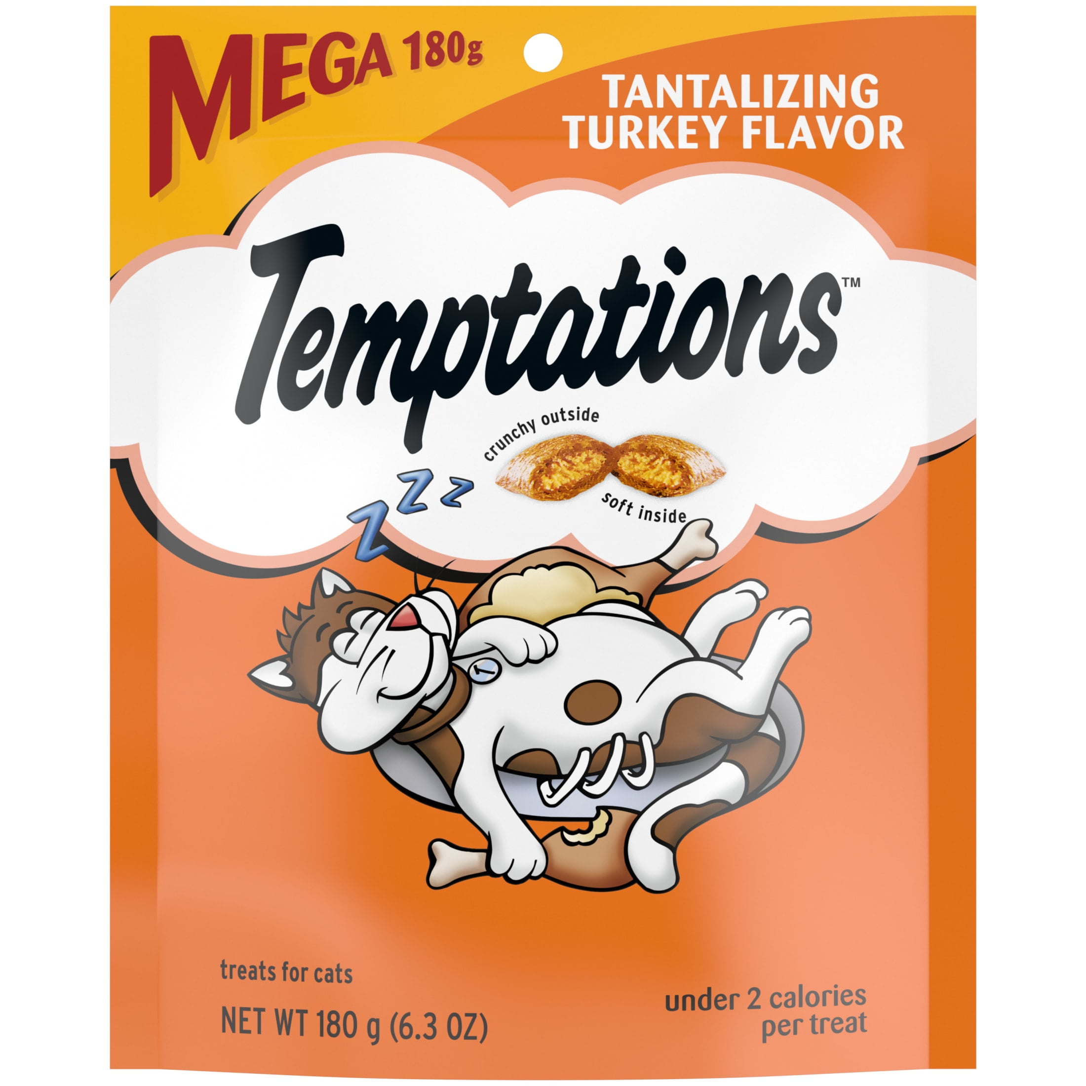 TEMPTATIONS Classic Tantalizing Turkey Flavor Crunchy and Soft Cat Treats (6.3 oz) m74jr
