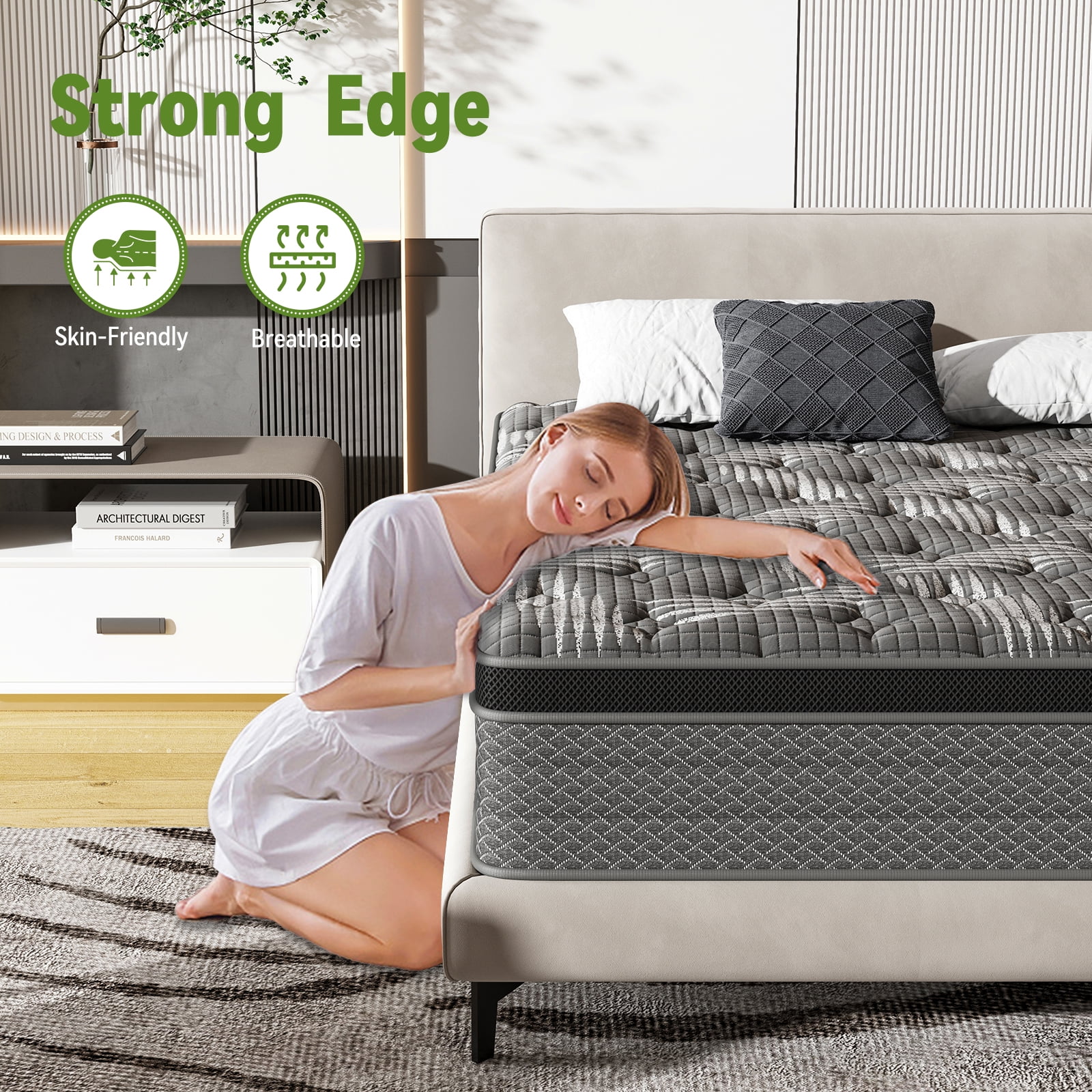 Nisien Queen Hybrid Mattress, Gel Memory Foam and Pocket Spring Innerspring Mattress for Pressure Relief (Medium Firm, 60 in x 80 in x 12 in) 9ch0p