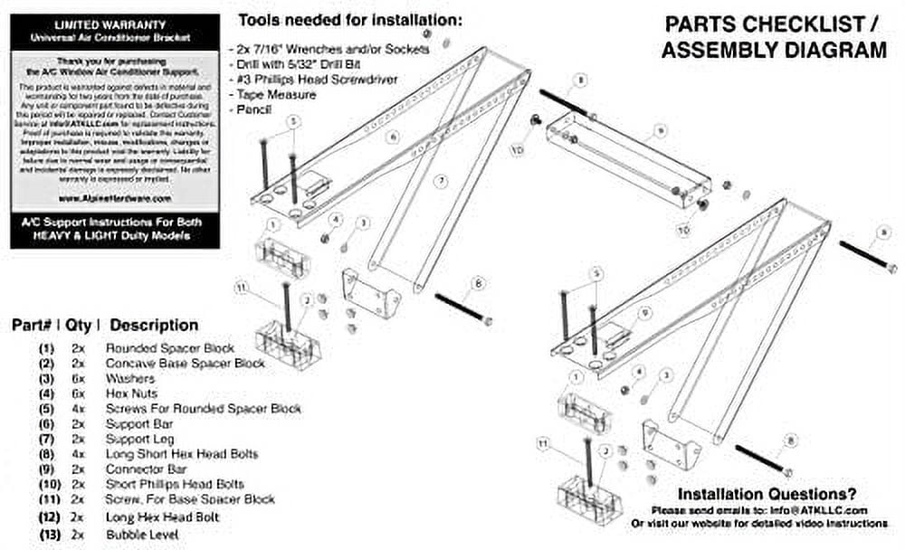 Alpine Hardware Universal Window Air Conditioner Support Bracket (Heavy-Duty, 105 lb Capacity) phbcn
