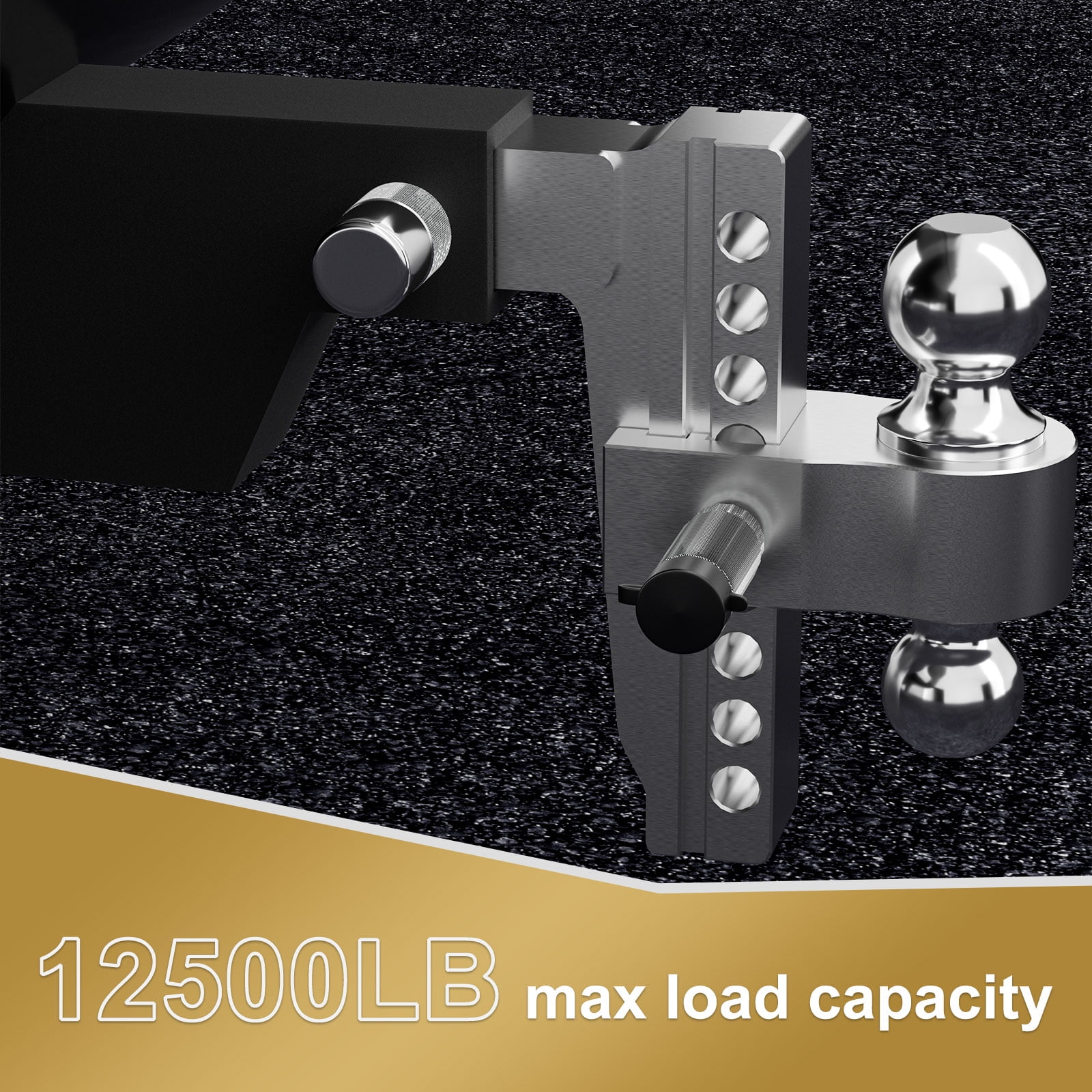 Crtynell Adjustable Trailer Hitch (2 in Receiver, 8 in Drop/Rise, 12,500 lb Capacity, Aluminum, Includes 3 Tow Balls and Locks) oy3mx