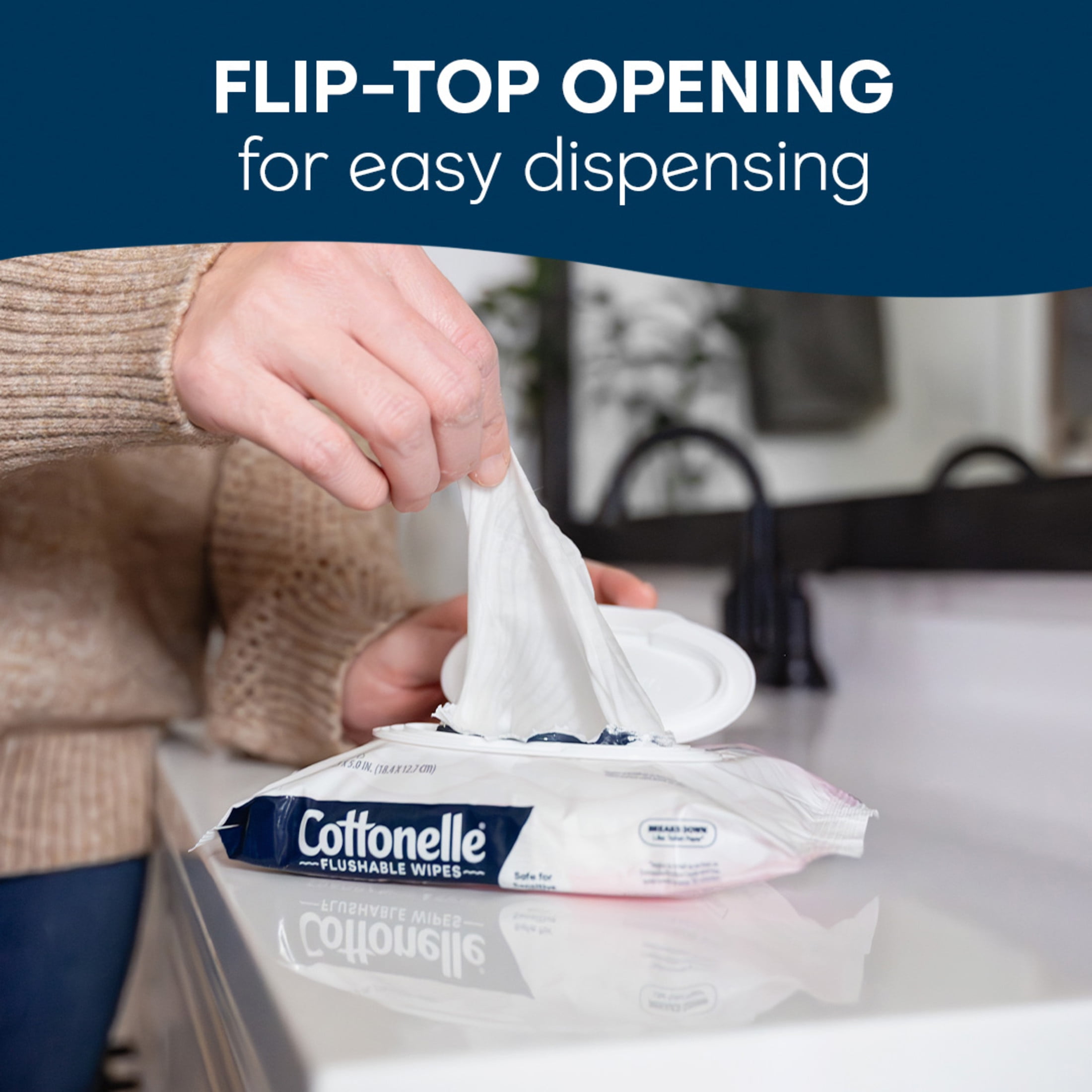Cottonelle Fragrance Free Flushable Wet Wipes, Gentle Cleansing Personal Care (White, 84 Count) fr0oo