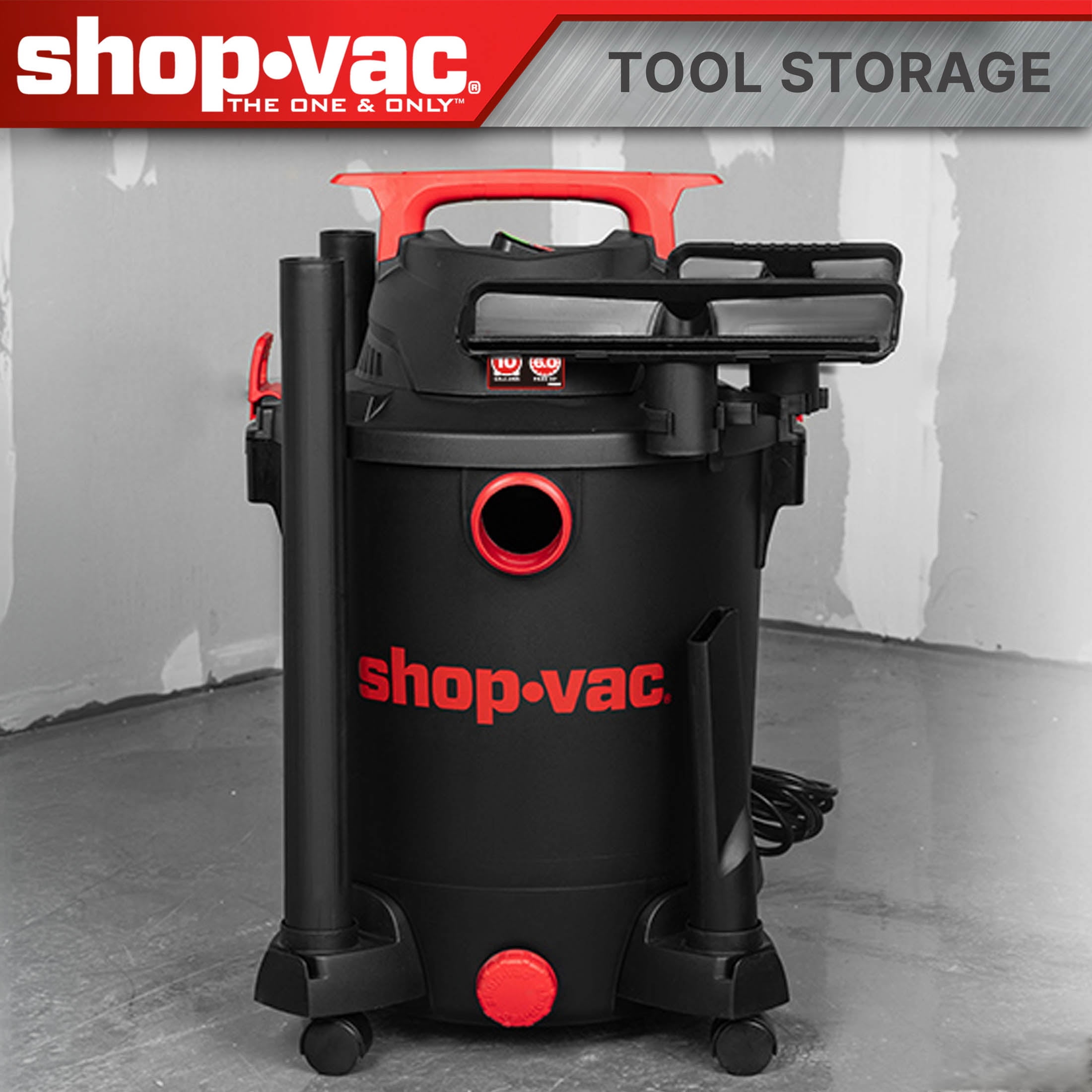 Shop-Vac Wet Dry Vacuum Cleaner with 10 Gallon Capacity and 6.0 Peak HP Motor (Black, 10 Gallon) hr5rp