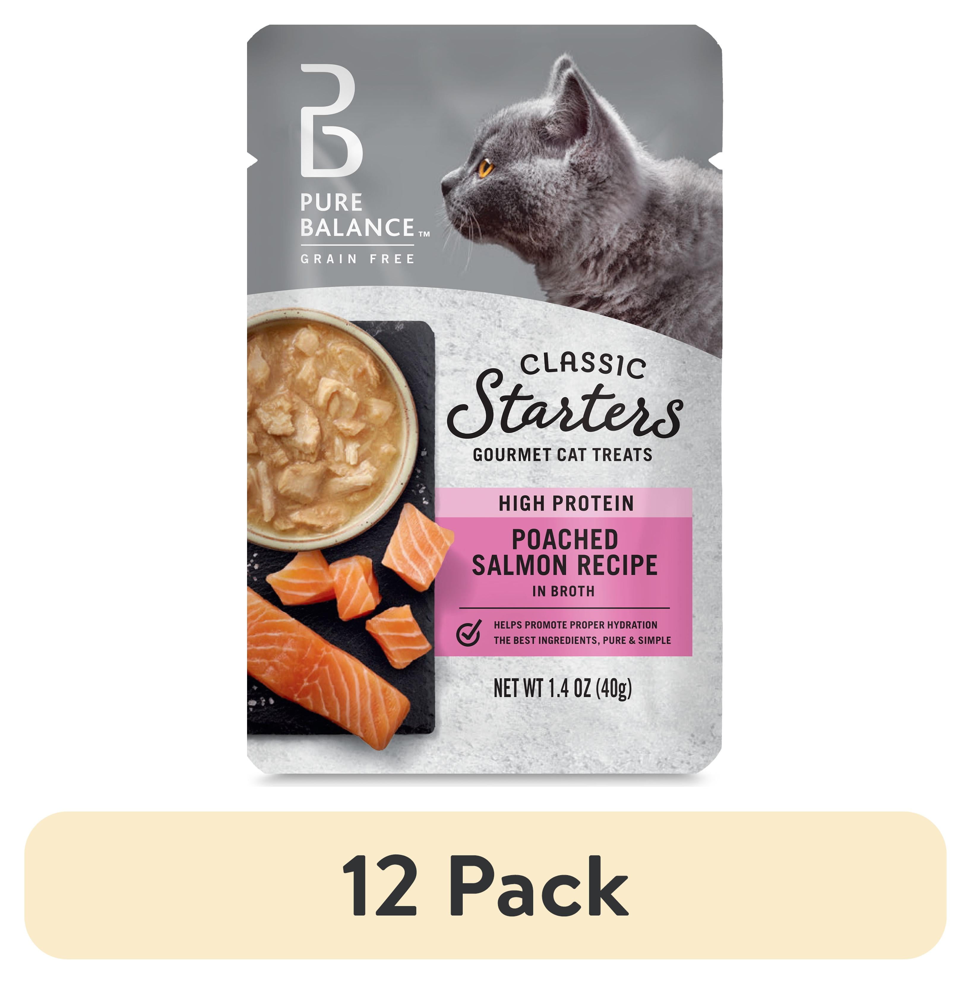 Pure Balance Classic Starters Gourmet Cat Treats, Poached Salmon in Broth (12 Pack, 1.4 oz) o5twm