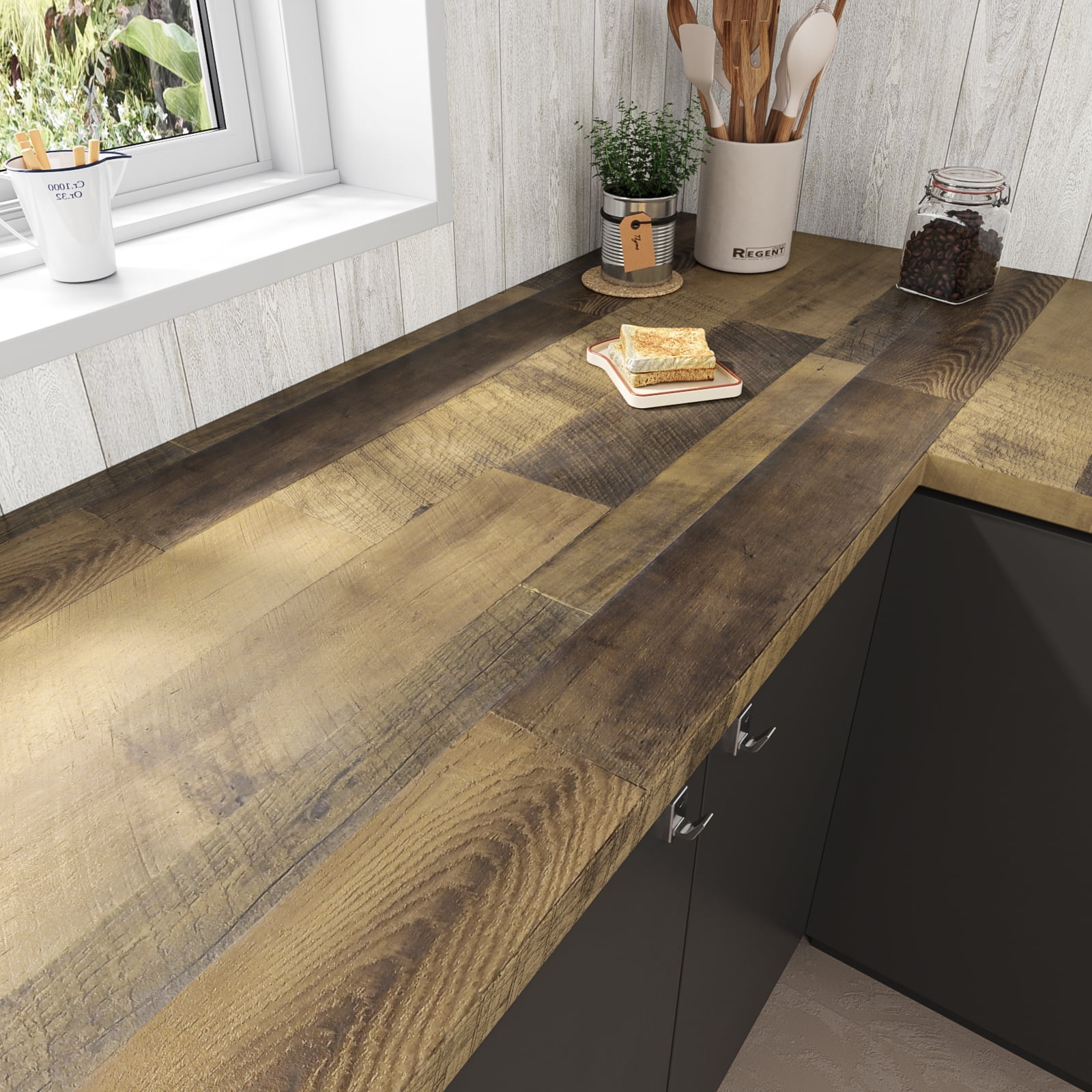 VEELIKE Wood Plank Contact Paper, Waterproof Peel and Stick Vinyl Wallpaper for Furniture and Cabinets (Brown, 15.7 in x 354 in) xni0r