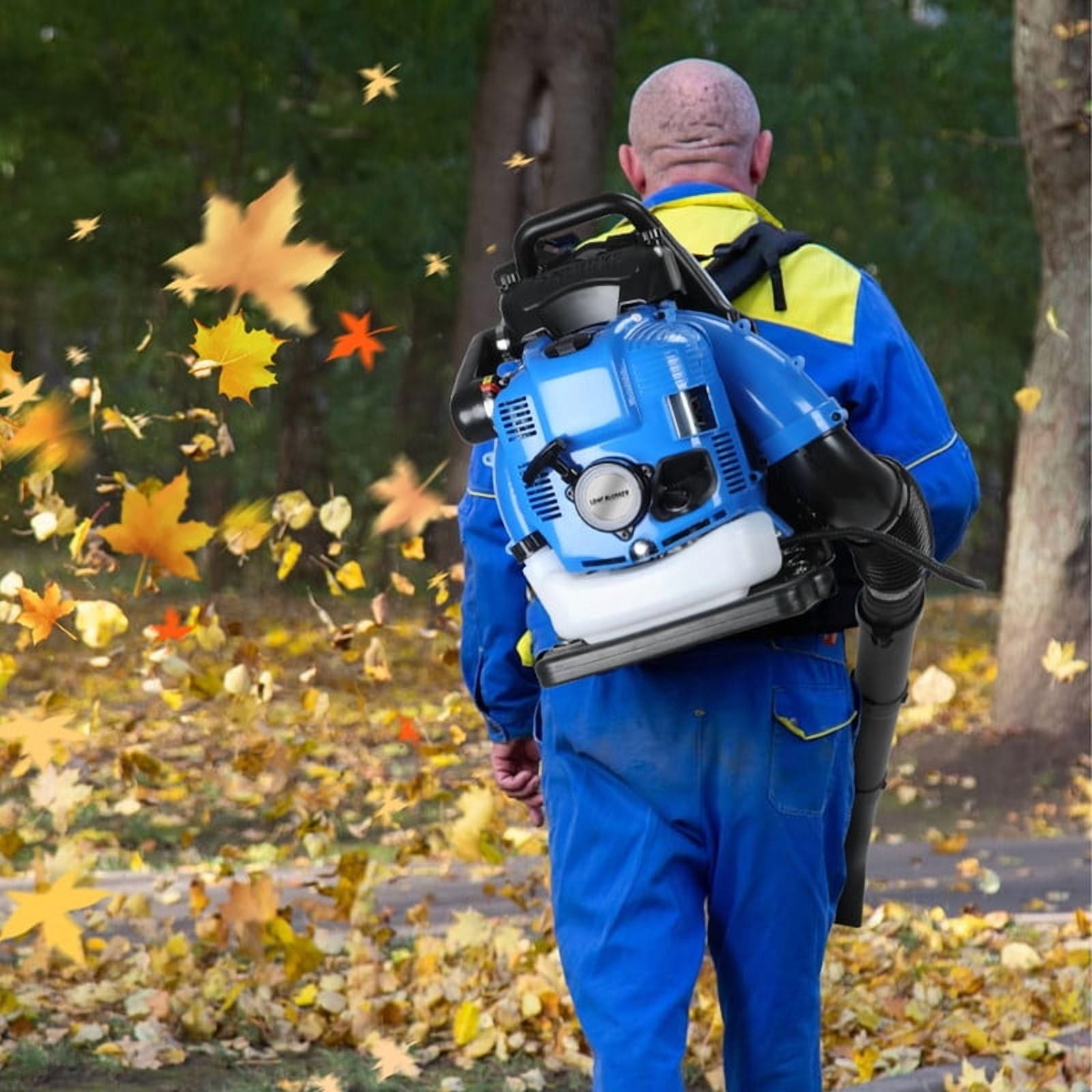 WETS Gas Powered Backpack Leaf Blower, 75.6cc 4-Cycle Engine, 900 CFM High-Velocity Airflow (Blue, 1 Unit) s9cvr