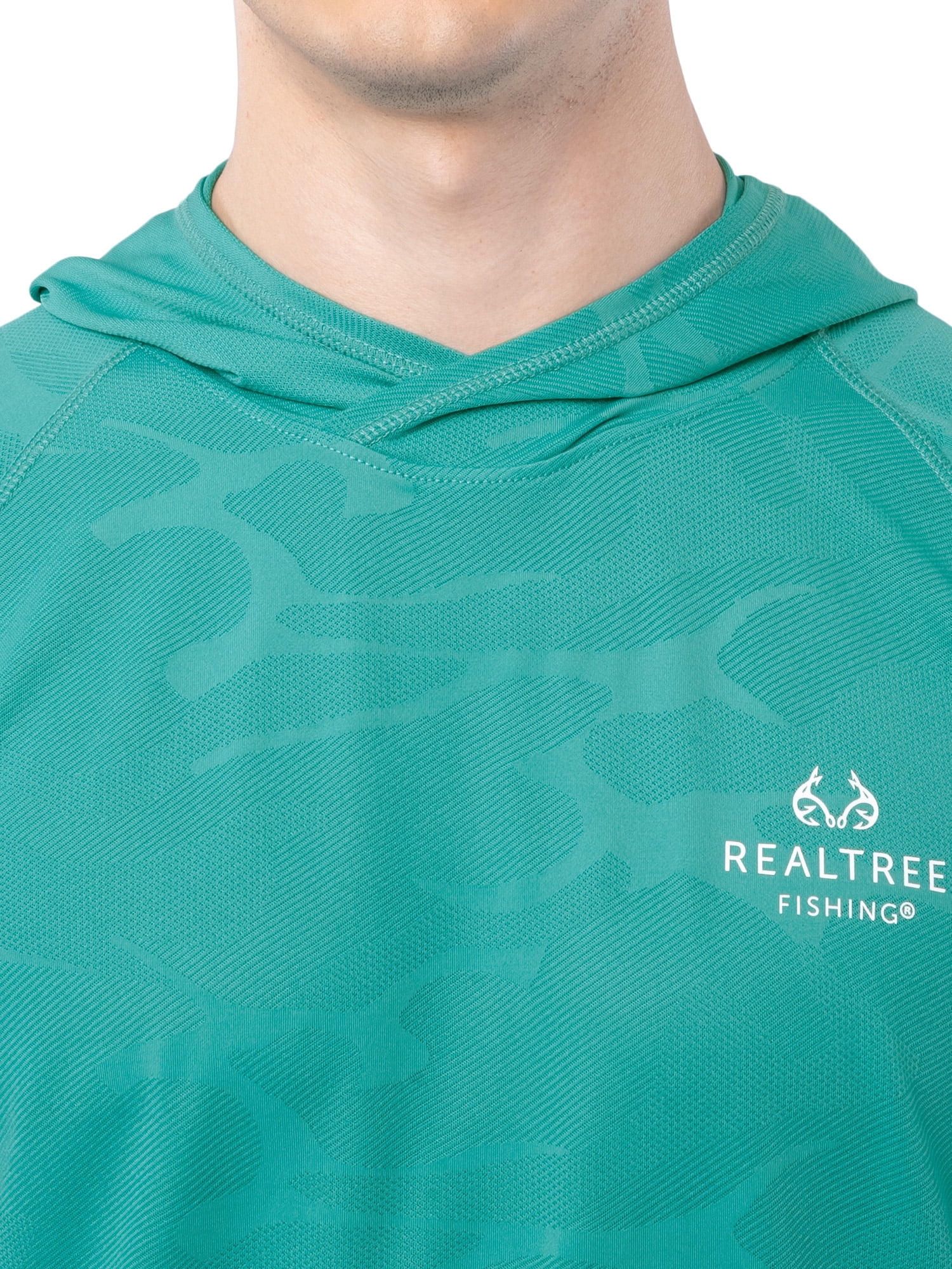 Realtree Men’s Fishing Performance Long Sleeve Hooded Shirt with Thumb Holes (Green, S) 3x86e