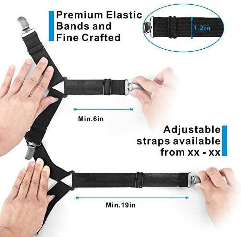 COWIN Adjustable Bed Sheet Holder Straps, Triangle Non-Slip Elastic Mattress Corner Clips (Set of 4, 7 in to 18.7 in) z07kz