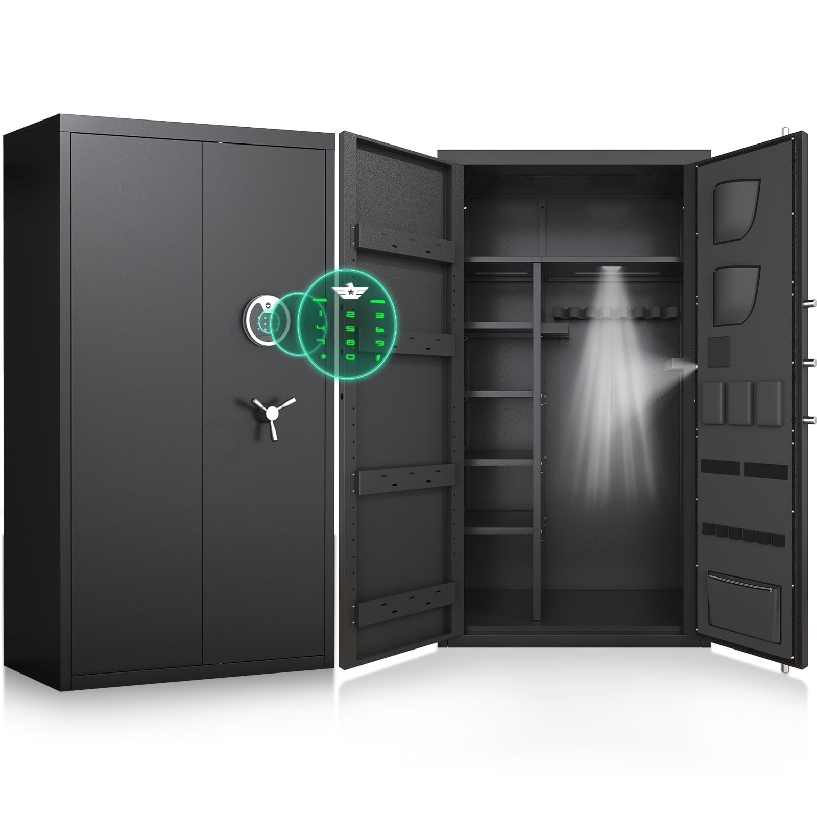 Omethey Large Digital Gun Safe for Home Security, Heavy-Duty Steel Cabinet with LCD Keypad & Adjustable Shelves (Black, 50 in) iqm9d