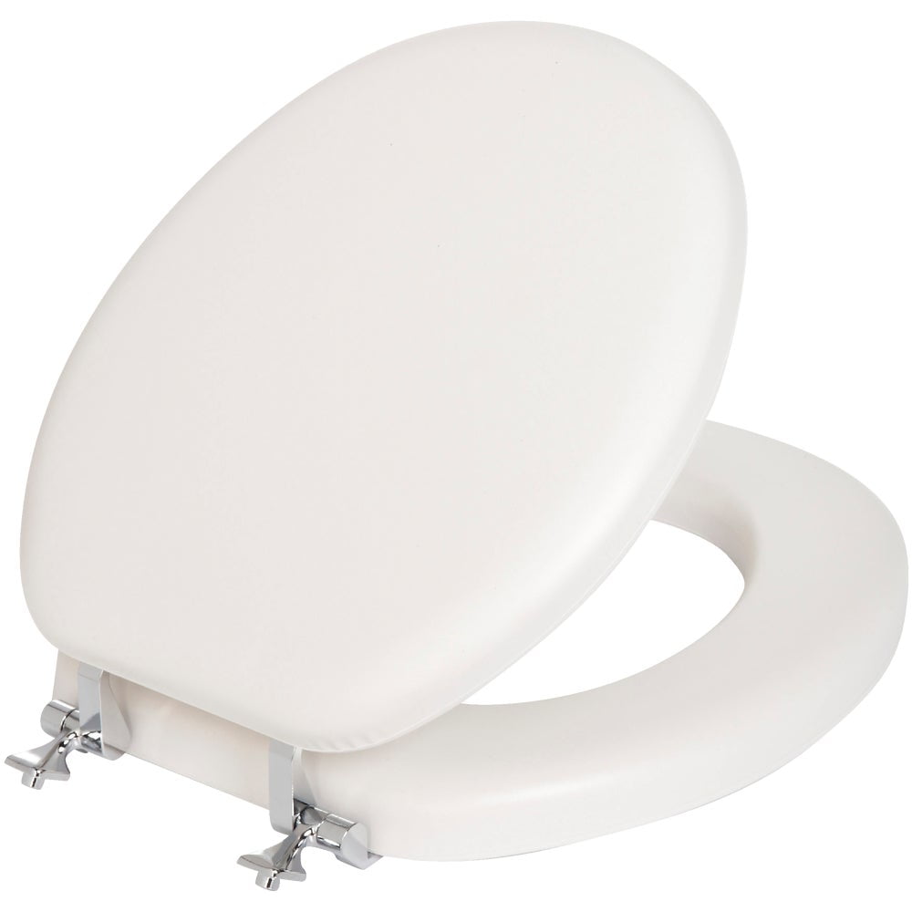 Mayfair by Bemis Round Closed Front Toilet Seat with Chrome Hinges (White, 1 Pack) 7xt1b