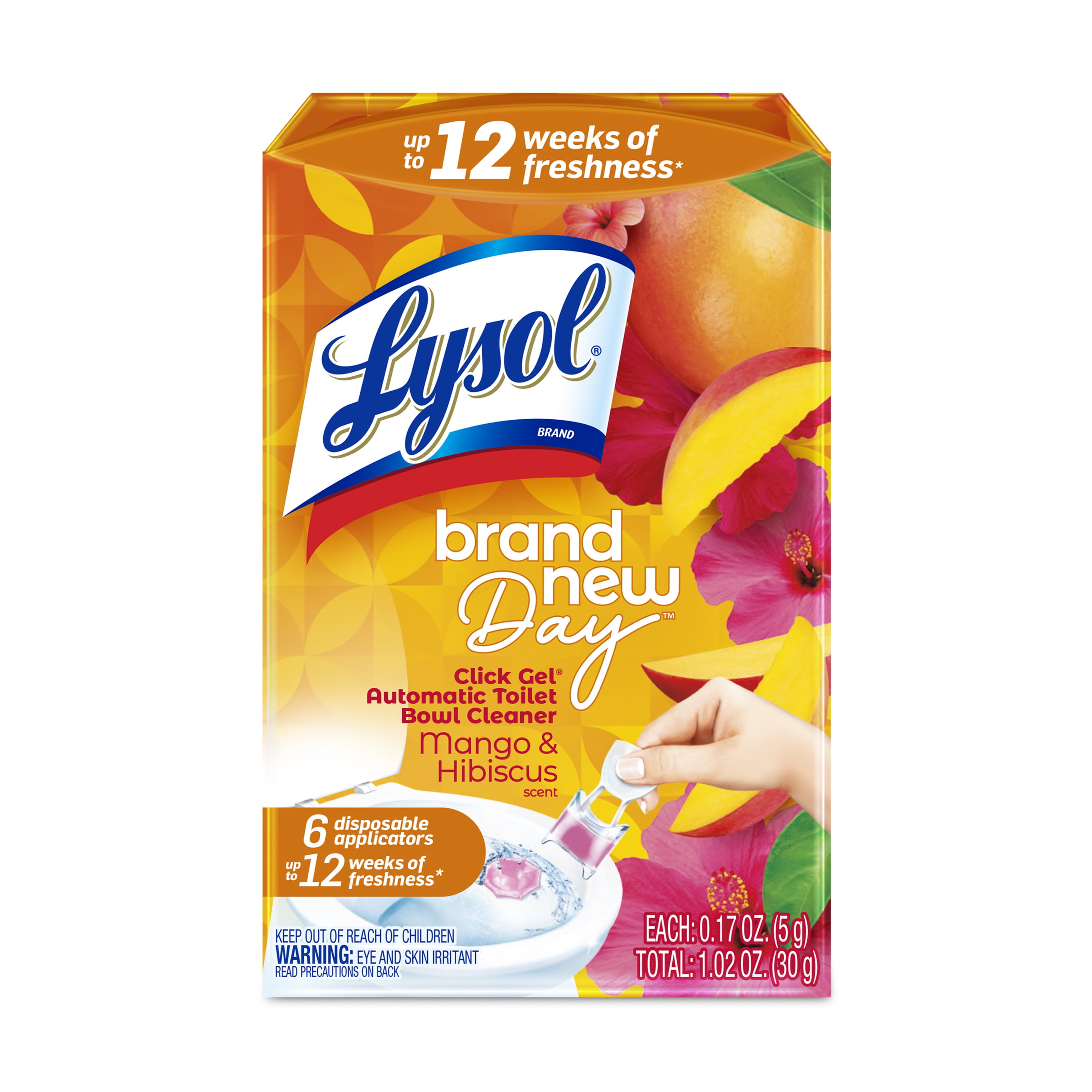 Lysol Click Gel Automatic Toilet Bowl Cleaner, Mango & Hibiscus Scent (6 Count, 0.68 oz) i5ngi