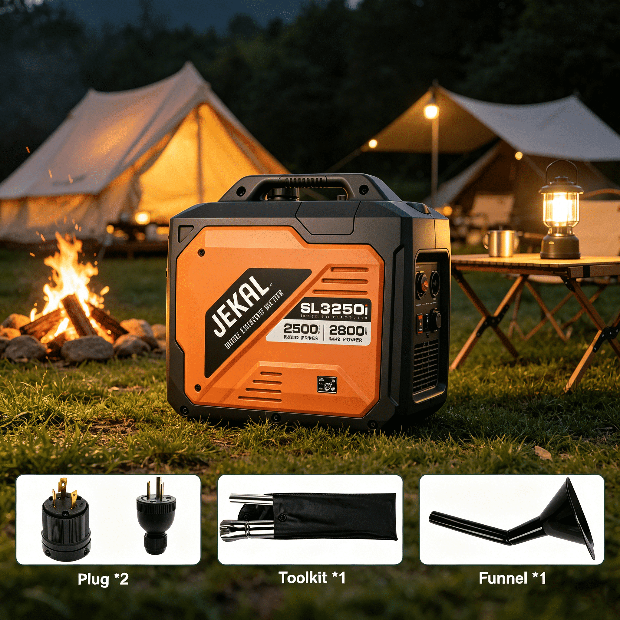 MUSSLAN 2500W Portable Inverter Generator, Quiet Gas Propane Powered Engine with CO Sensor and RV Ready Outlet (2500W) fdc3g