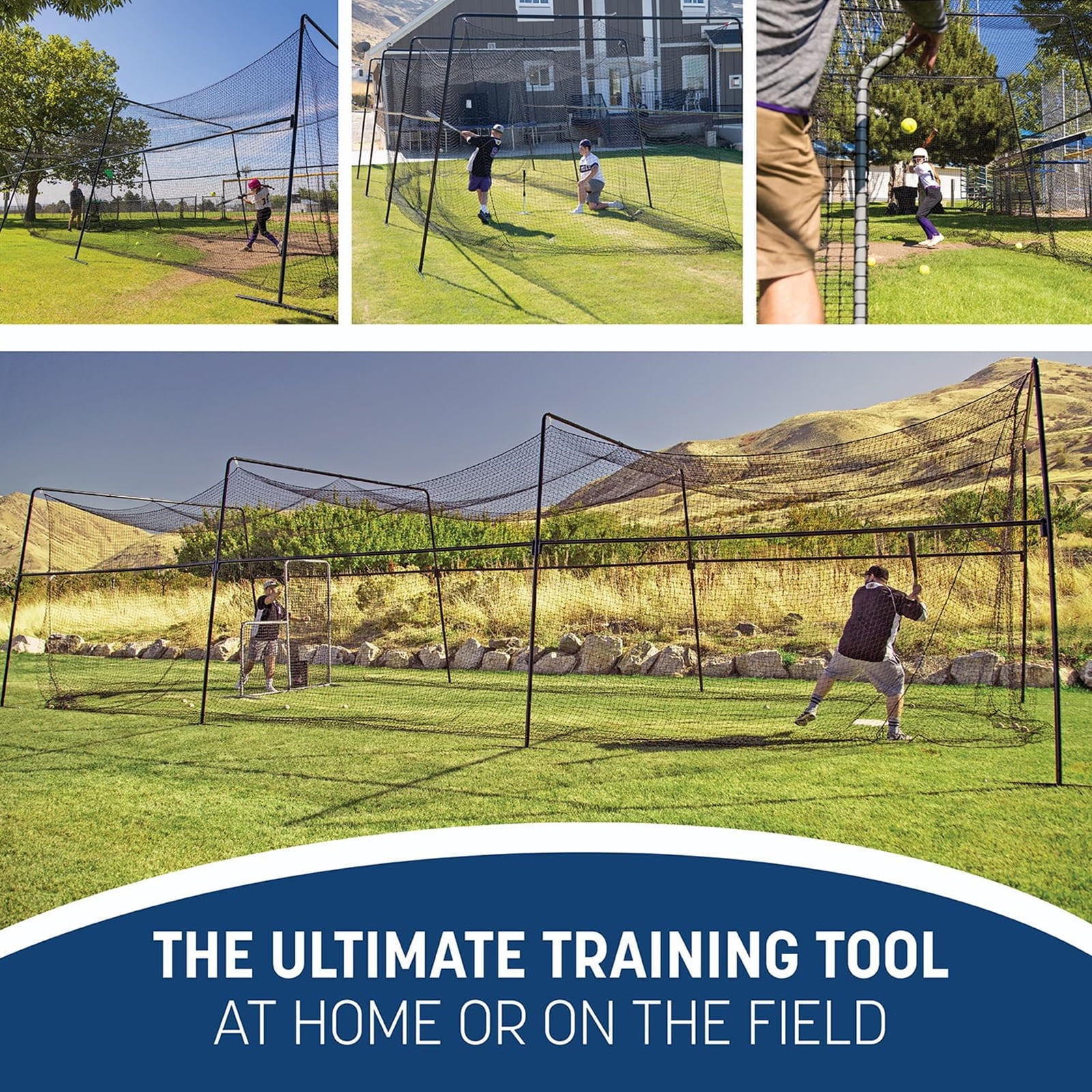 Skywalker Sports Professional Batting Cage, Heavy-Duty Steel Frame & UV Net for Baseball & Softball (Black, 40 ft) kbxbx