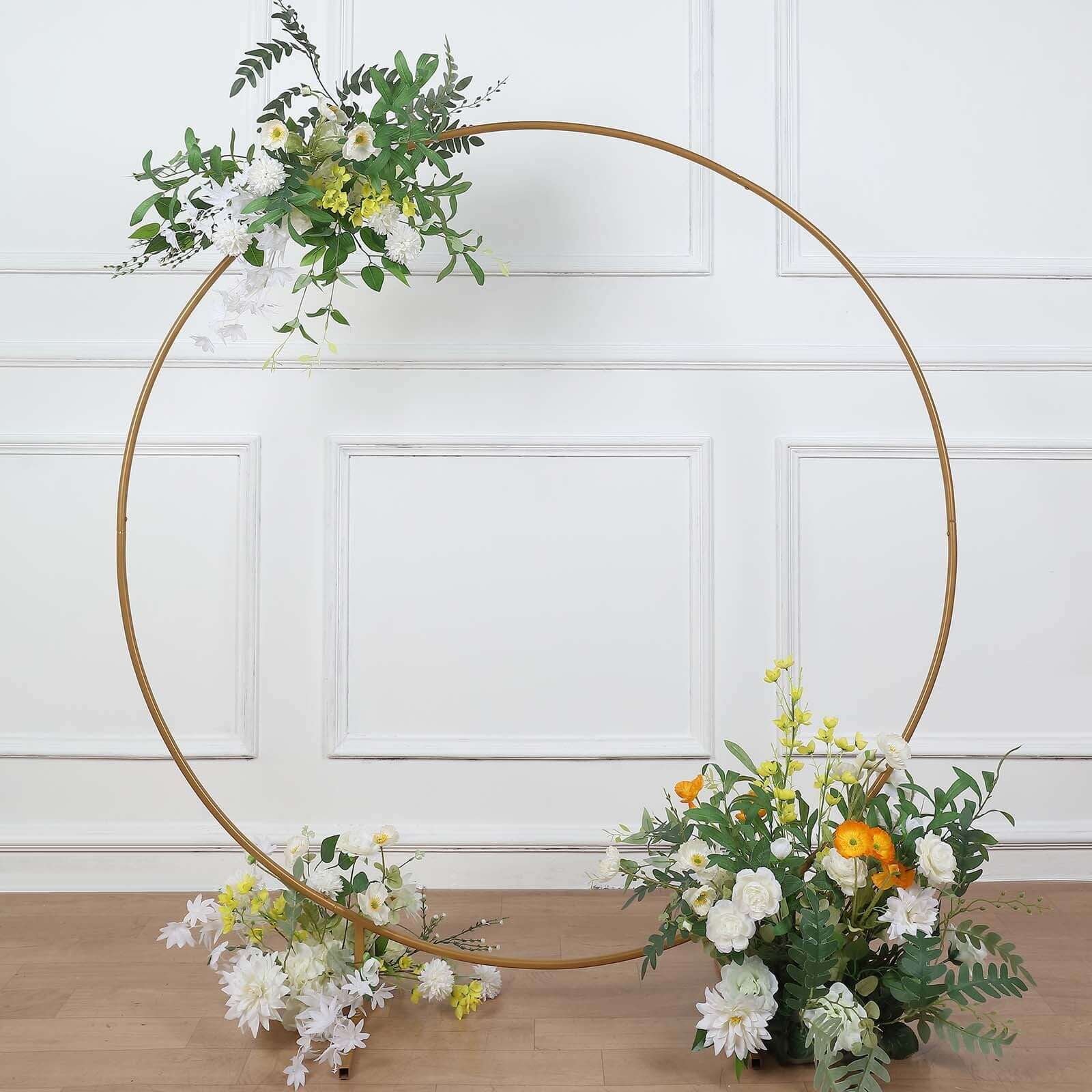 Efavormart 5ft Gold Metal Round Backdrop Stand for Wedding Arch and Party Decorations (Gold, 5ft) 75rjd