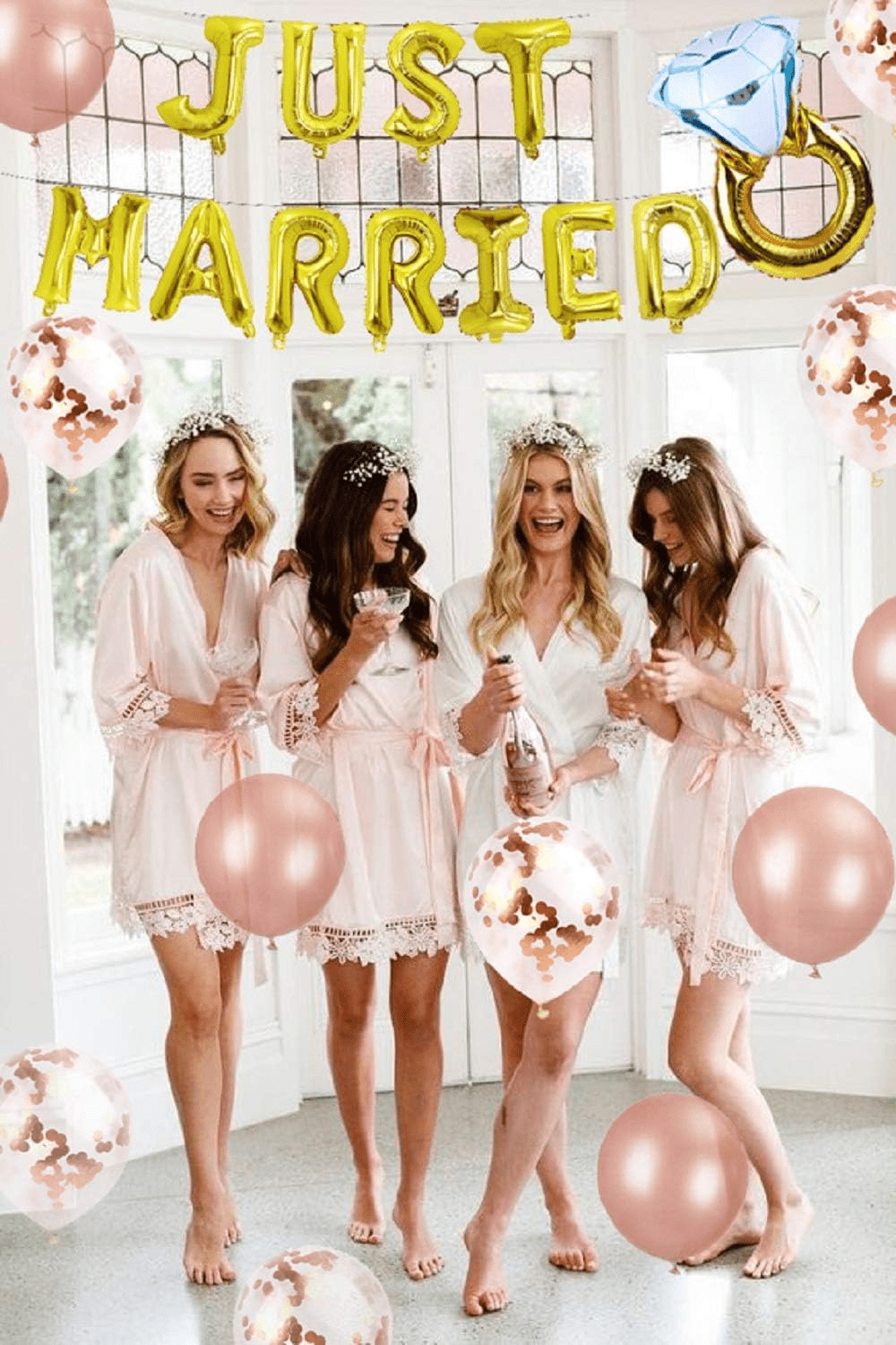 Roaring Good Time Just Married Balloon Banner Set for Bridal Shower and Wedding Party Decorations (Pink, 12 Piece Set) fmsgl - Image 8