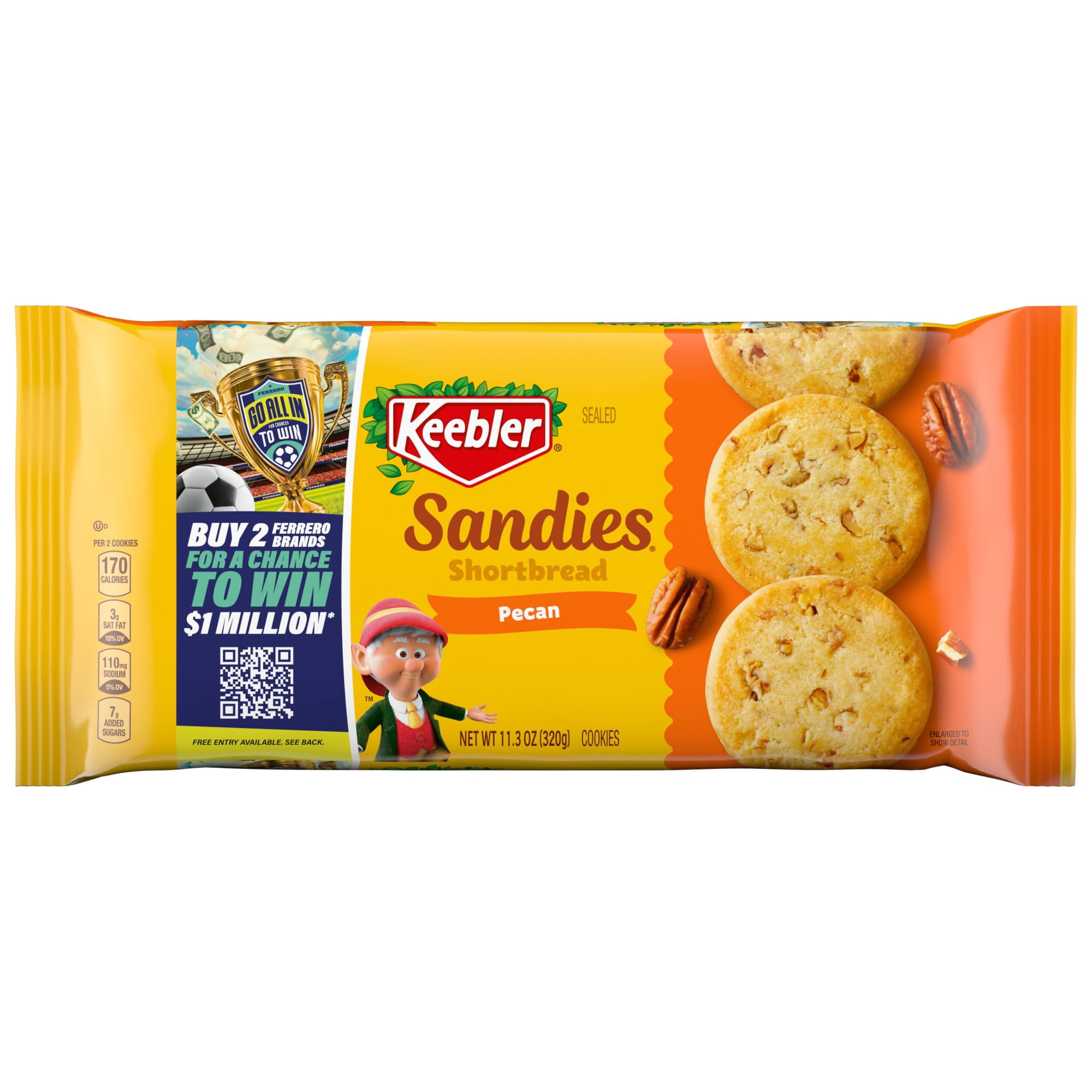 Keebler Sandies Pecan Shortbread Cookies, Rich Buttery Flavor with Crunchy Pecans (11.3 oz) qh2kp