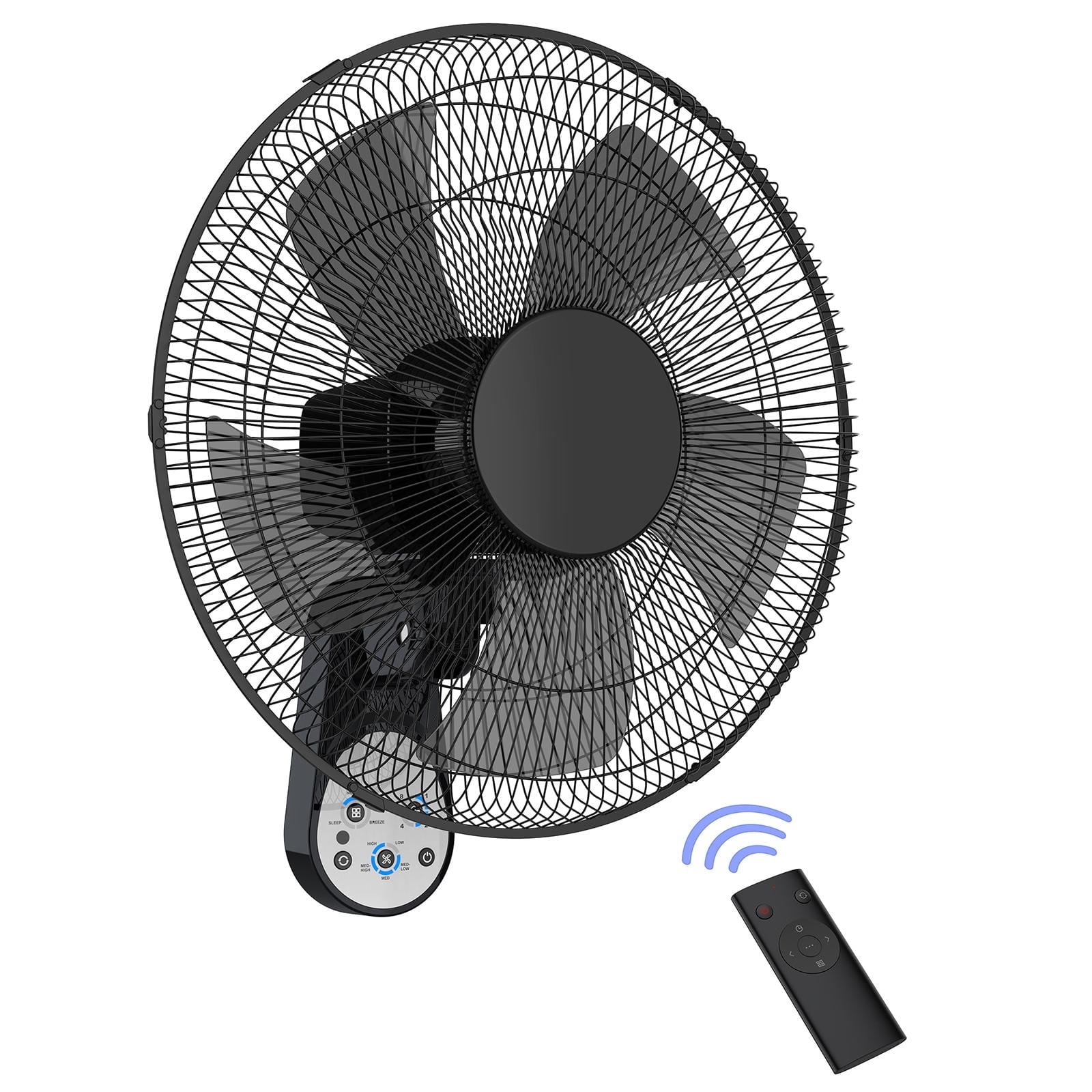 TaoTronics Wall-Mount Fan with Remote, 16 in Oscillating Cooling Fan with 5 Speeds and 3 Modes (Black, 16 in) bg9ne