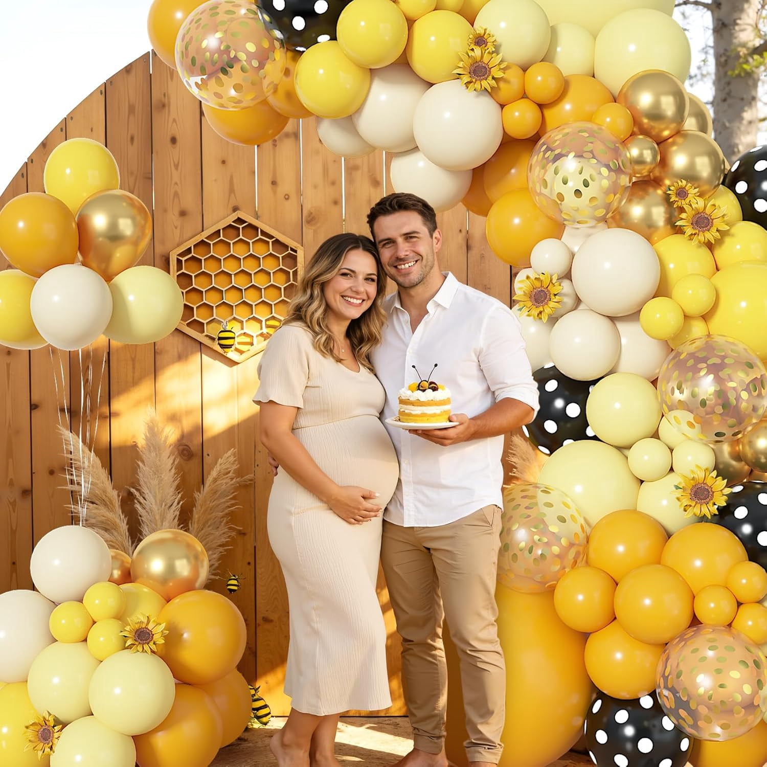 Bee Party Supplies Balloon Arch Garland Kit (Mustard Yellow Gold, 153 Pieces) ns84t
