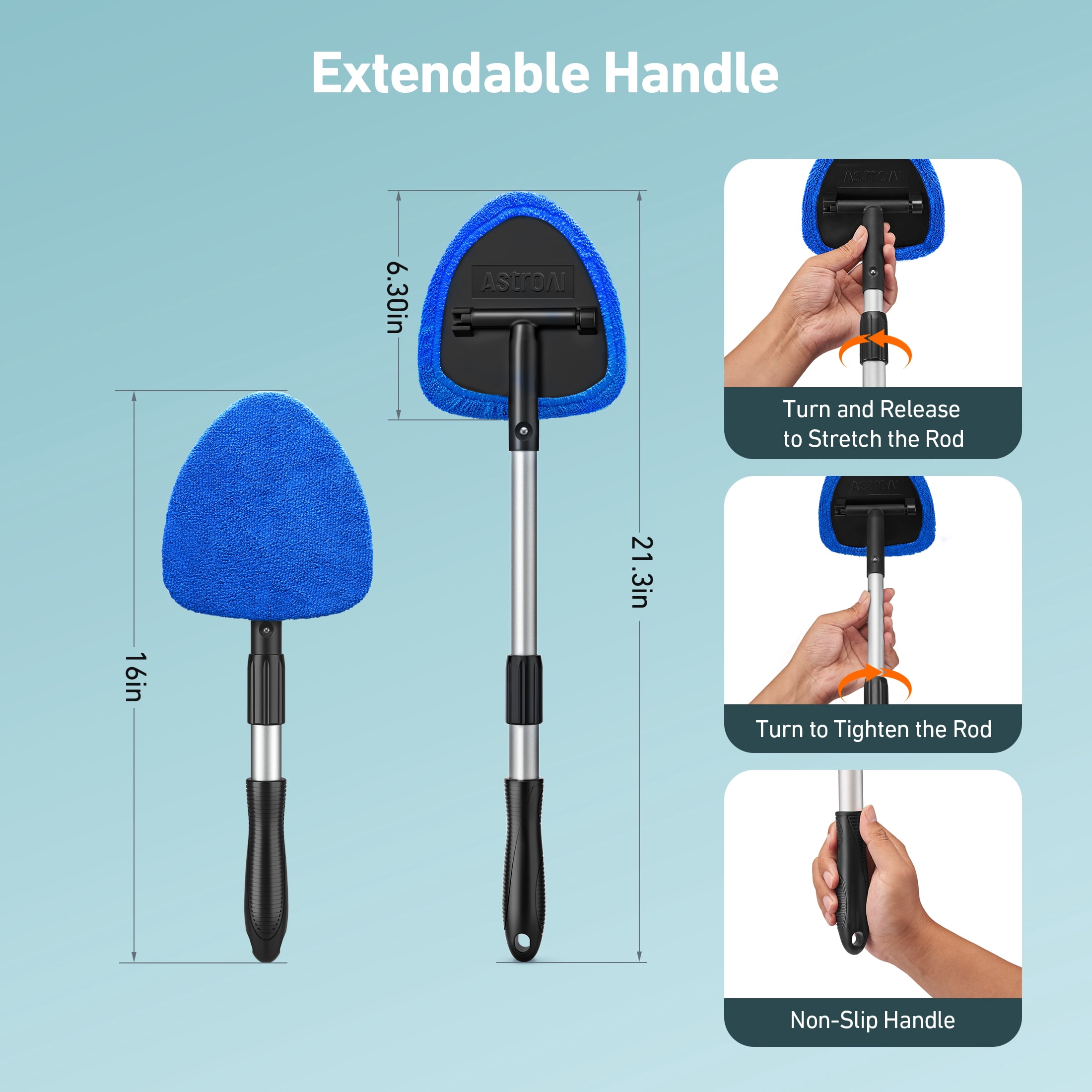AstroAI Car Wash Kit and Detailing Brush Set (Blue, 9-Piece) 5b1nn