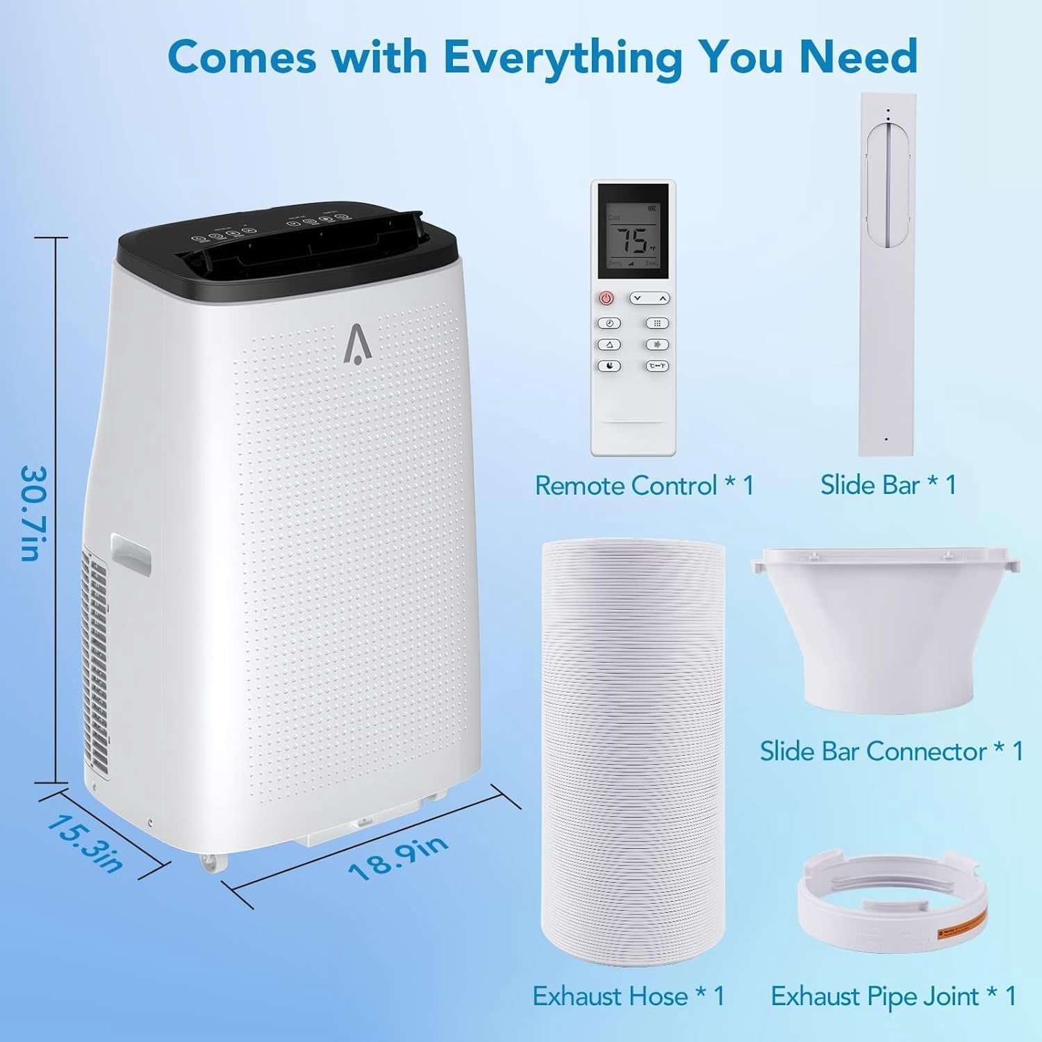 Generic Portable Air Conditioner 15,000 BTU Smart Cooling Unit for Rooms up to 850 Sq. Ft. (White, 15,000 BTU) gdogi