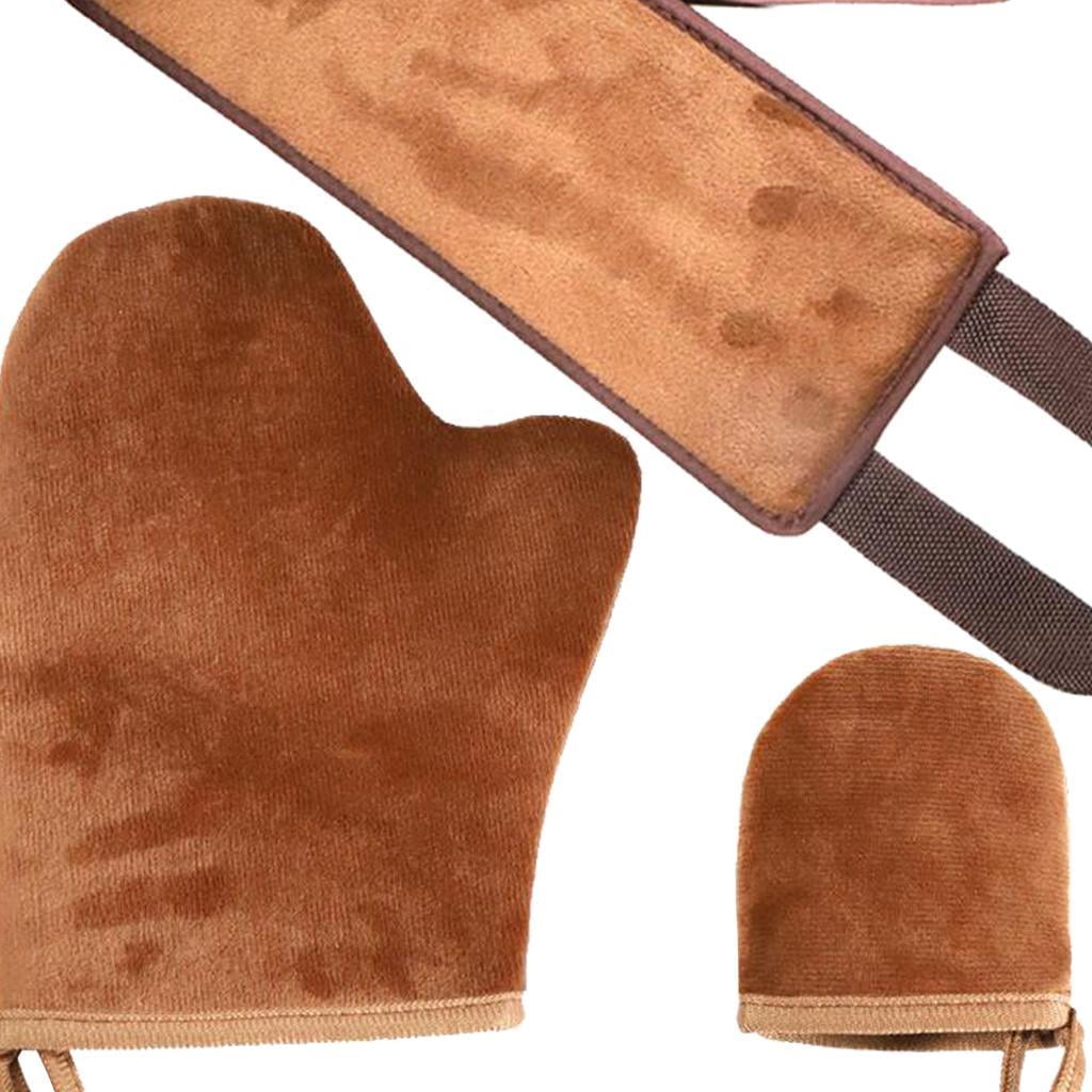 yotijay Self Tanning Back Applicator Mitt Set for Streak-Free Sunless Lotion and Mousse Application (Brown, 2-Piece Set) 123by