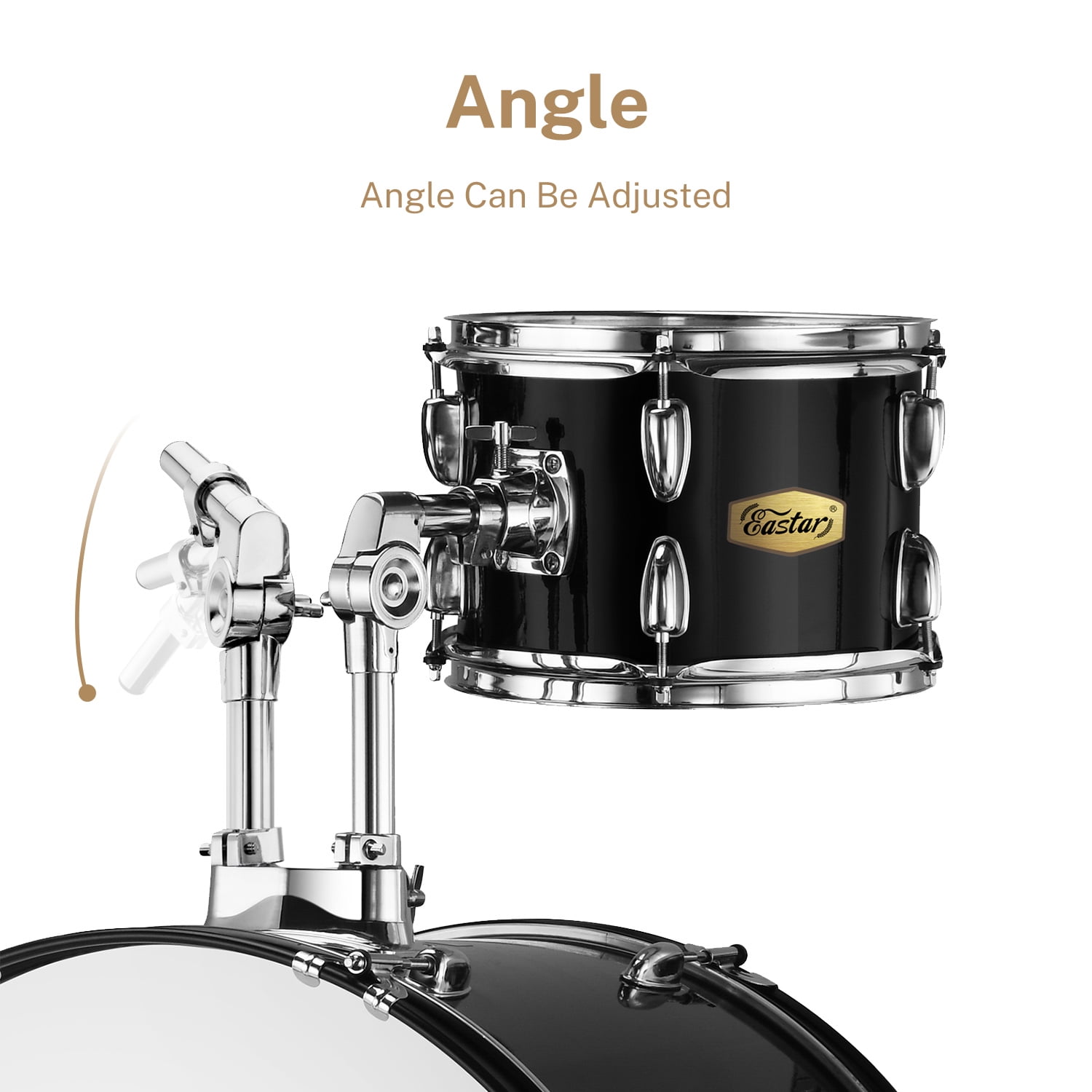 Eastar 5-Piece Full-Size Drum Set for Adults and Teens, Beginner Percussion Kit with Cymbals, Hardware, and Stool (Mirror Black, 22 in) f1qhk