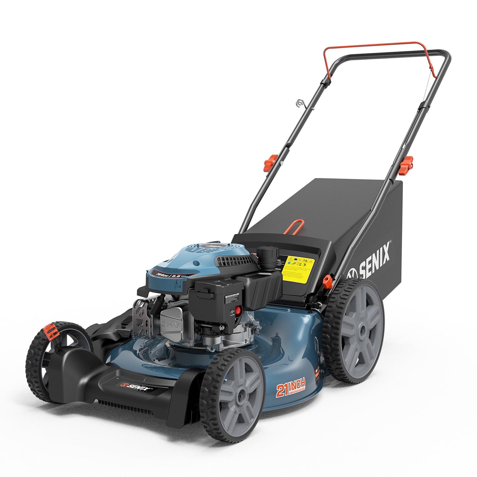 Senix Gas Lawn Mower 21 in Cutting Width 144cc 4-Cycle Engine 3-in-1 (Blue, 21 in) hnvuj