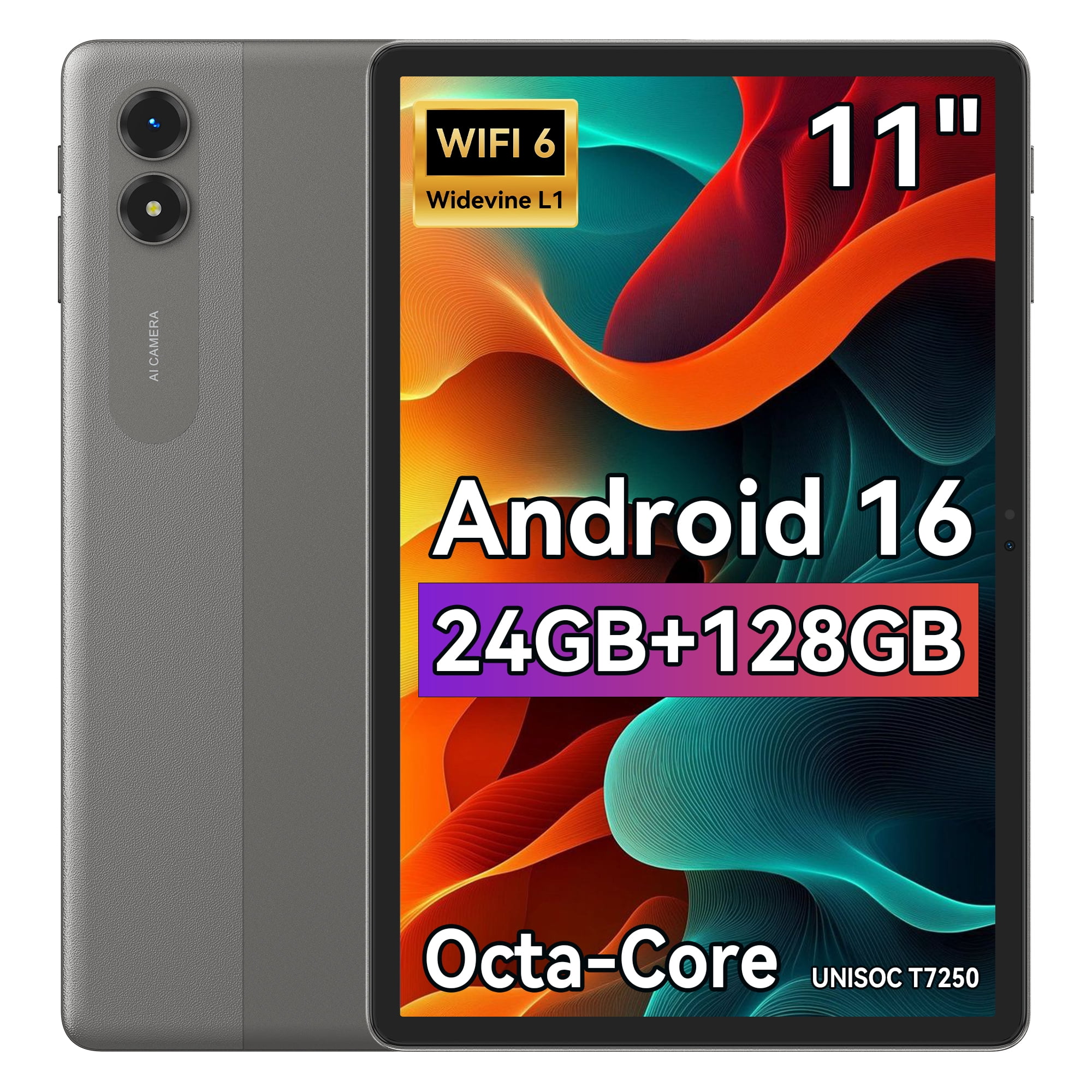 TABWEE Android 16 AI Tablet (11 in, 24GB RAM, 128GB ROM, Grey) 9c3xz