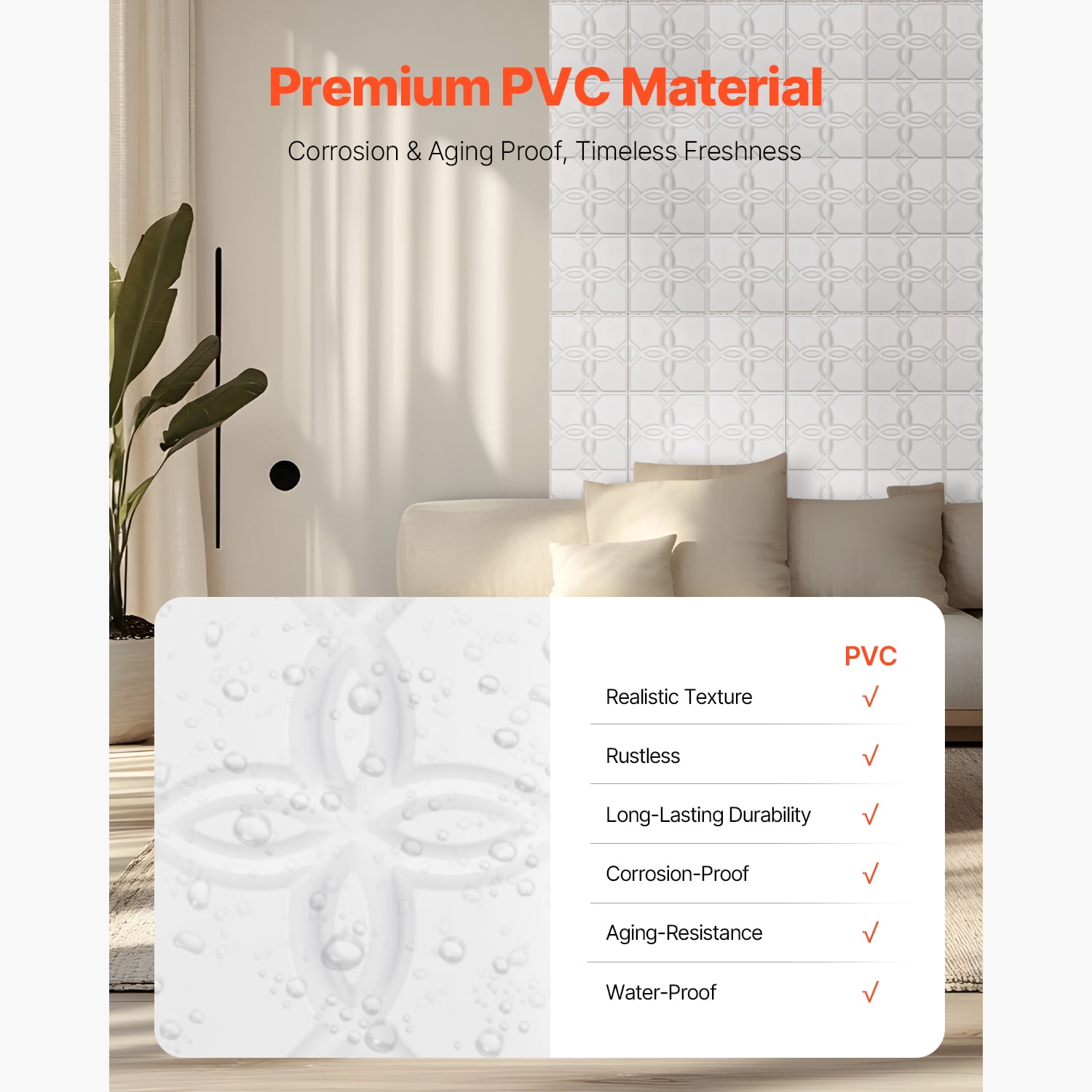 KFFKFF 3D Wall Panels, Decorative PVC Floral Wall Coverings for Home Decor (White, 33 Pack, 11.81 x 11.81 in) ykmi7
