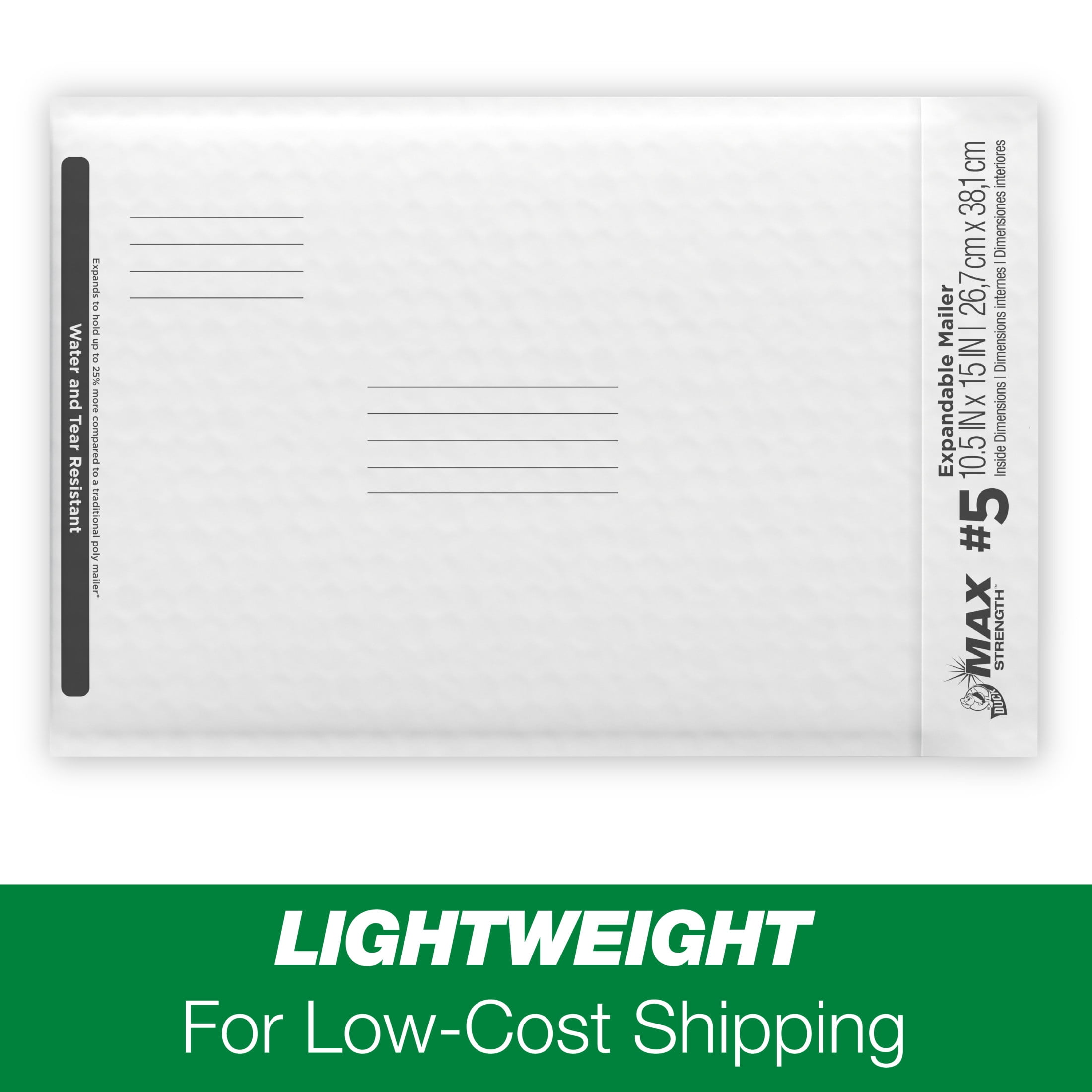 Duck Brand Max Strength Self-Sealing Gusseted Poly Bubble Mailer (White, 10.5 in x 15 in) ov935