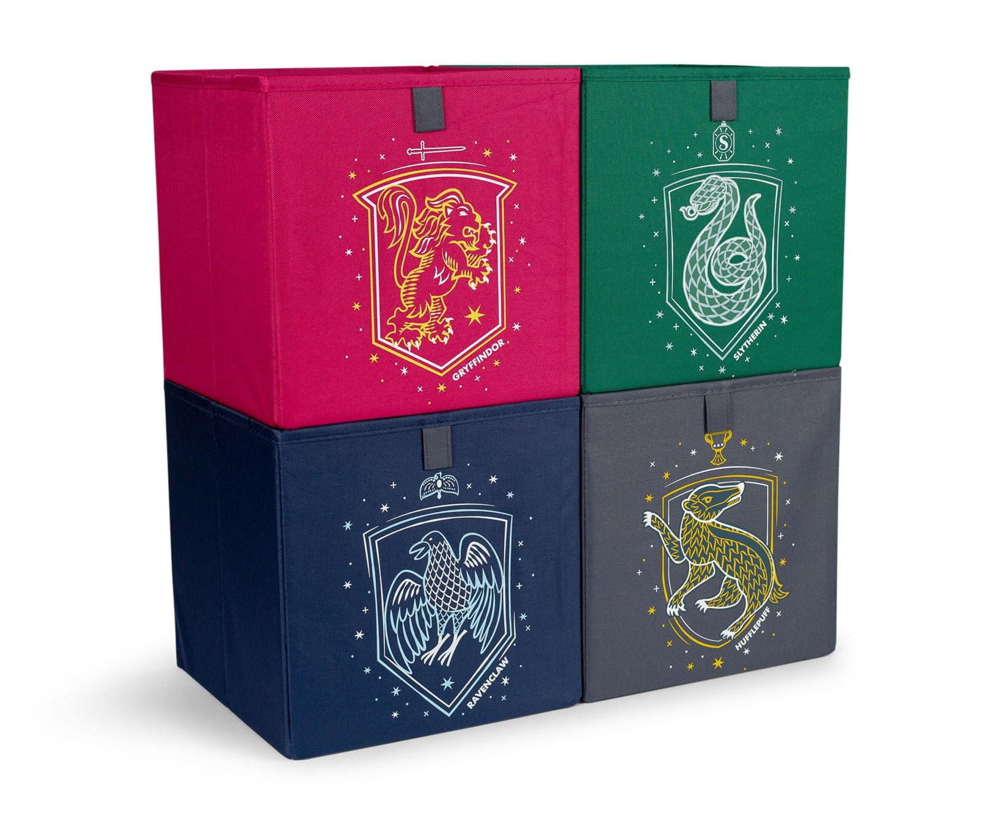 Harry Potter Hogwarts Houses Storage Bin Cube Organizers (Multi-Color, 11 in, Set of 4) ctxfg