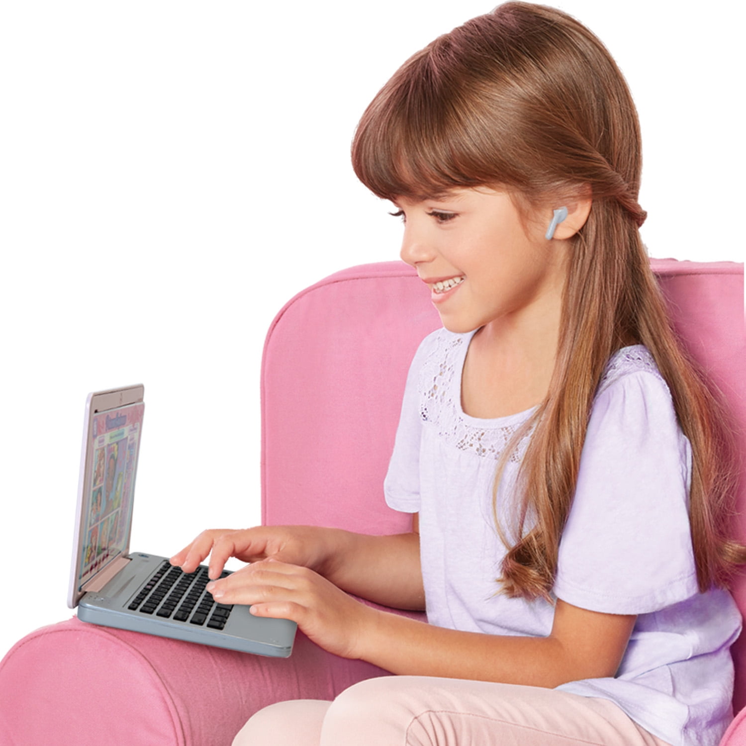 Disney Princess Style Collection Pretend Laptop with Play Earbuds (Pink, 1 Set) 8d370